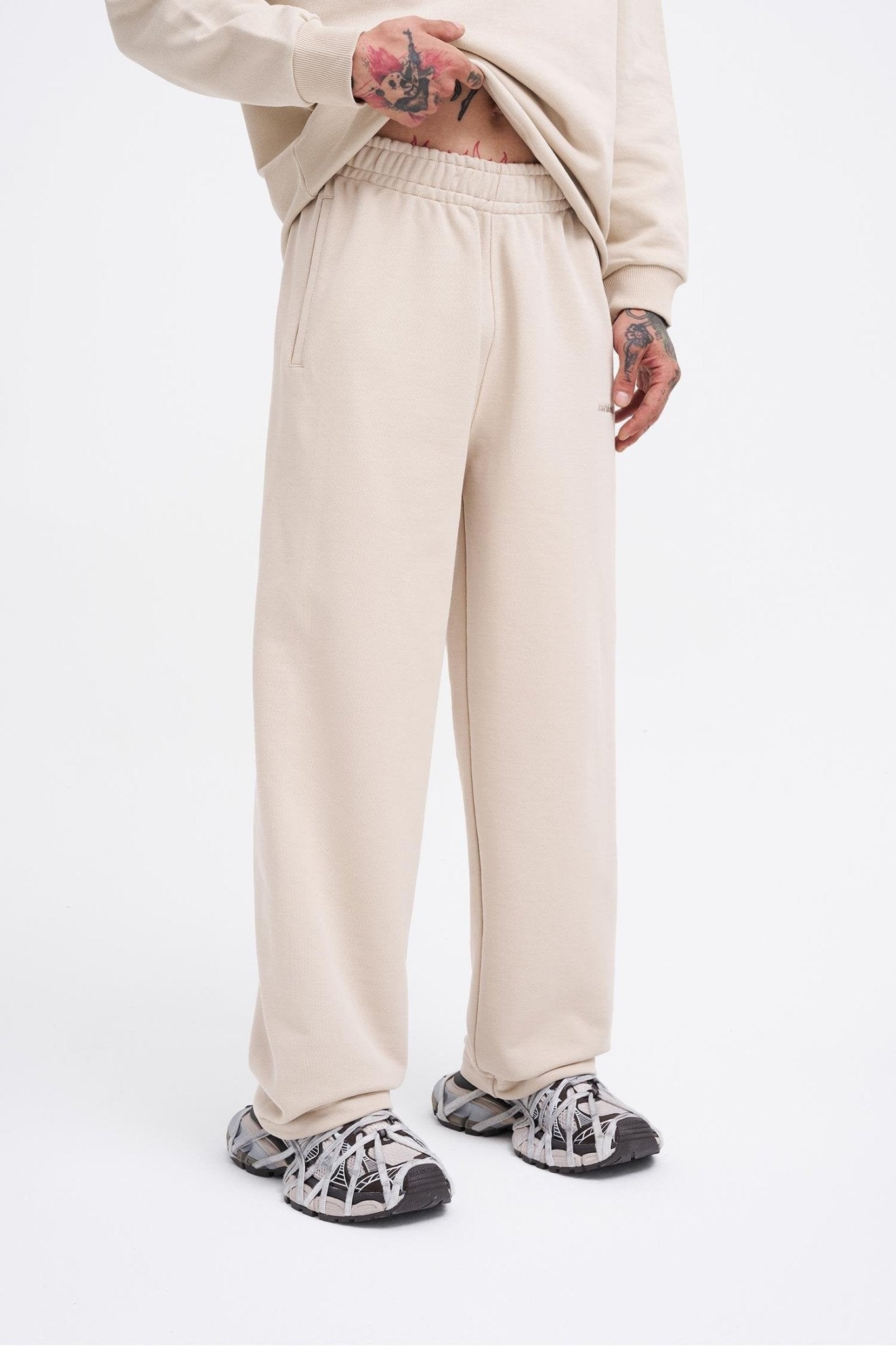 Erkek Basic Diagonal Baggy Eşofman Altı Açık Bej
