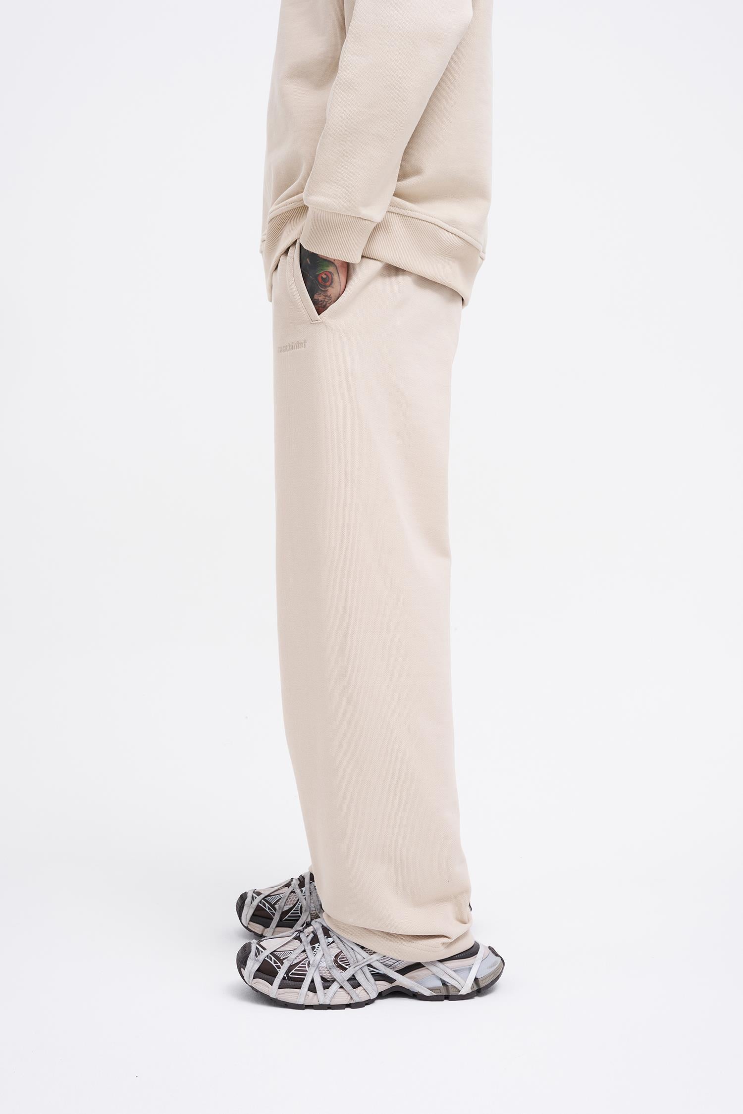 Erkek Basic Diagonal Baggy Eşofman Altı Açık Bej