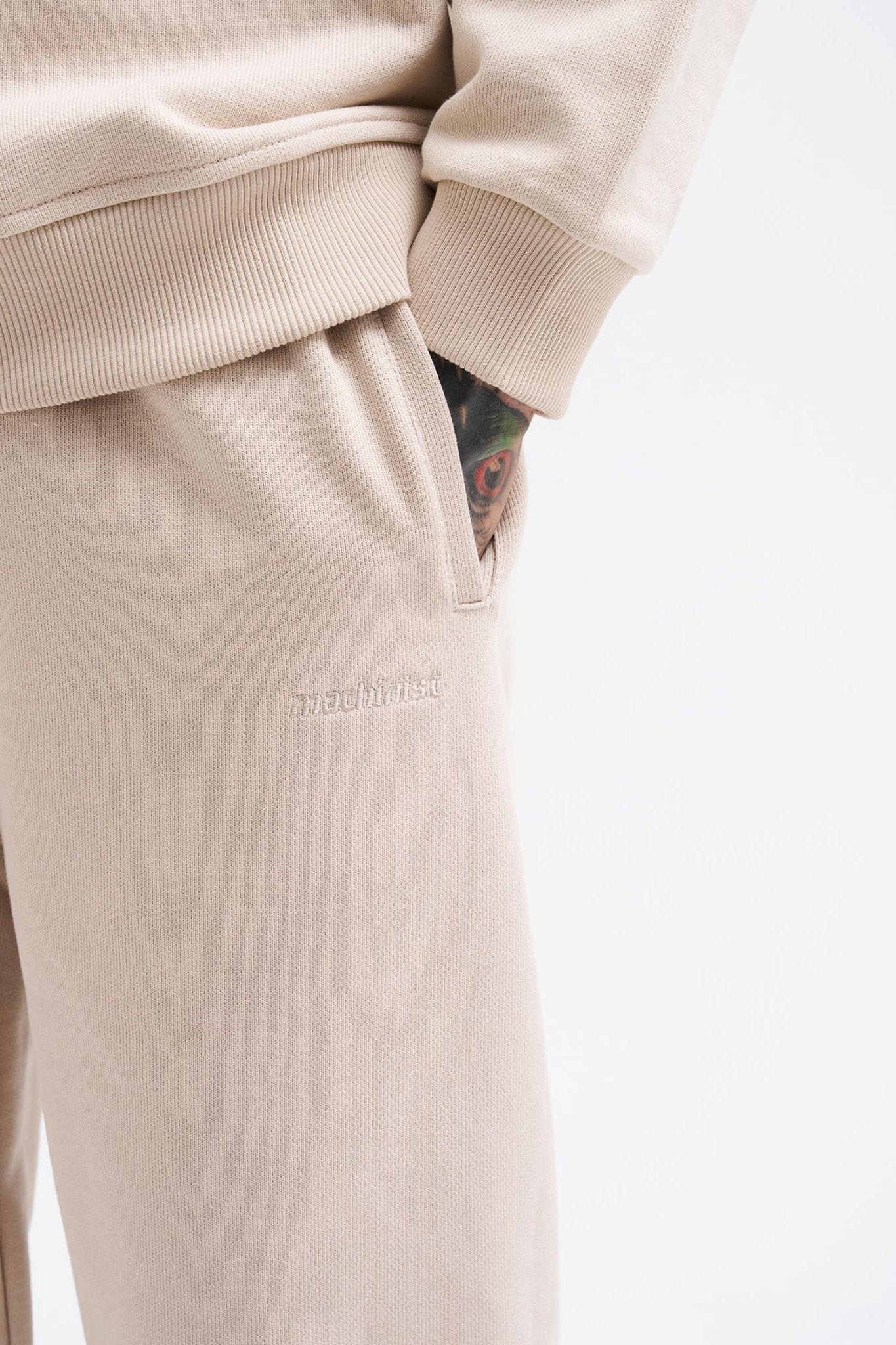 Erkek Basic Diagonal Baggy Eşofman Altı Açık Bej