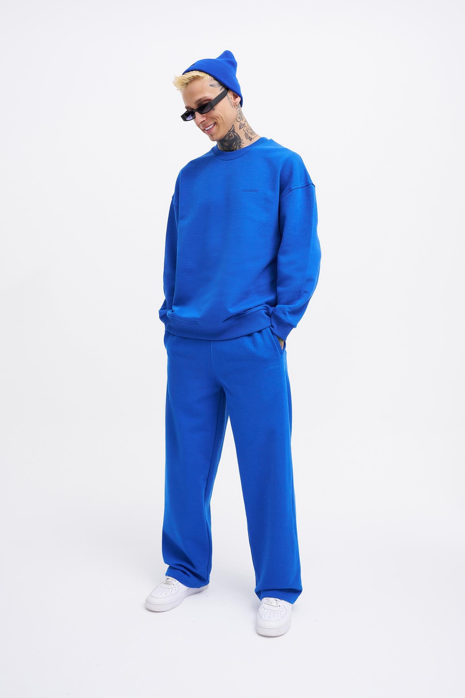 Erkek Basic Diagonal Baggy Eşofman Altı Açık Mavi