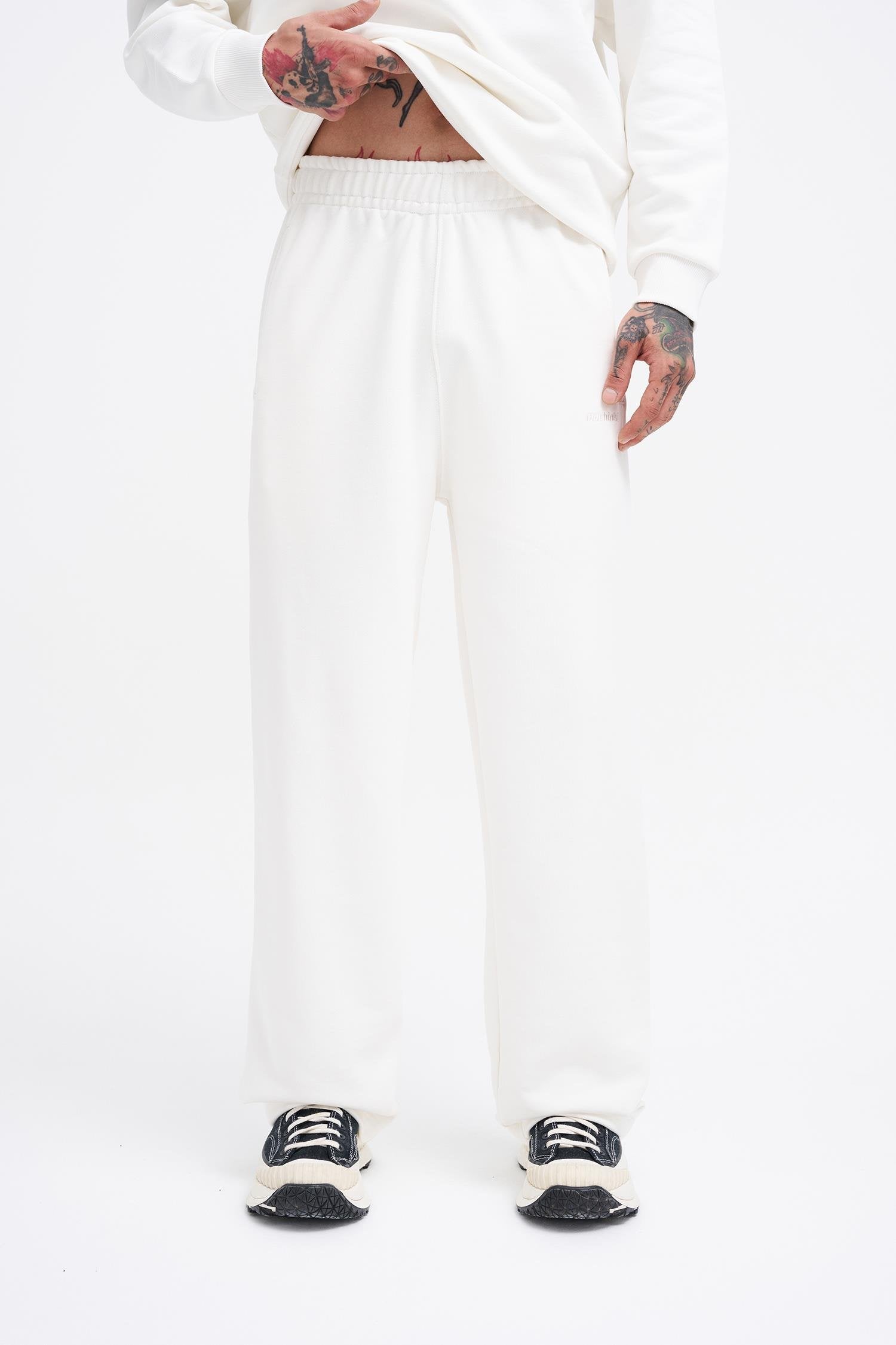 Erkek Basic Diagonal Baggy Eşofman Altı Ekru