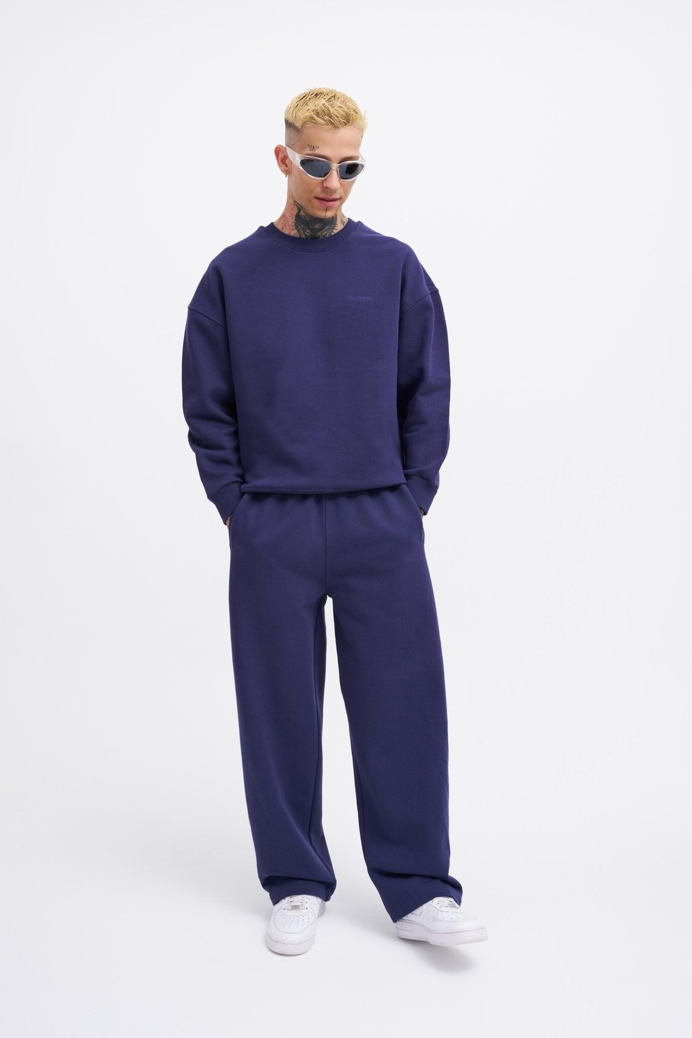 Erkek Basic Diagonal Baggy Eşofman Altı Gece Mavisi