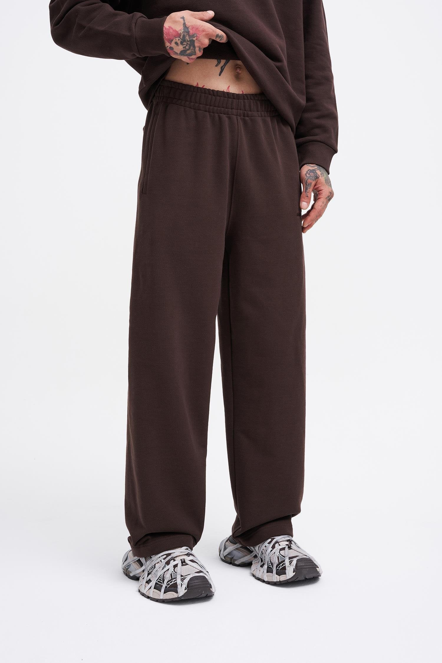 Erkek Basic Diagonal Baggy Eşofman Altı Koyu Kahverengi
