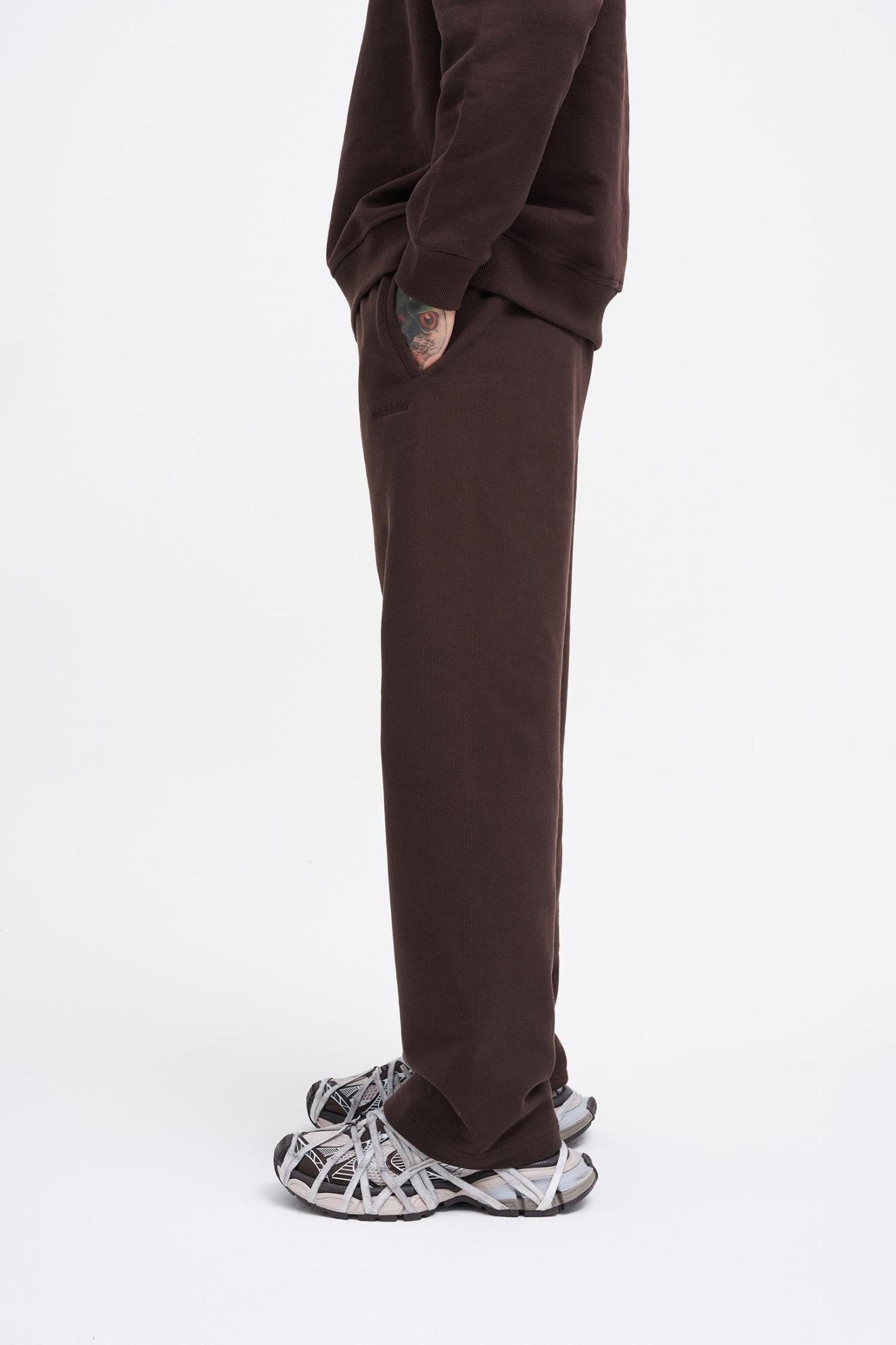 Erkek Basic Diagonal Baggy Eşofman Altı Koyu Kahverengi