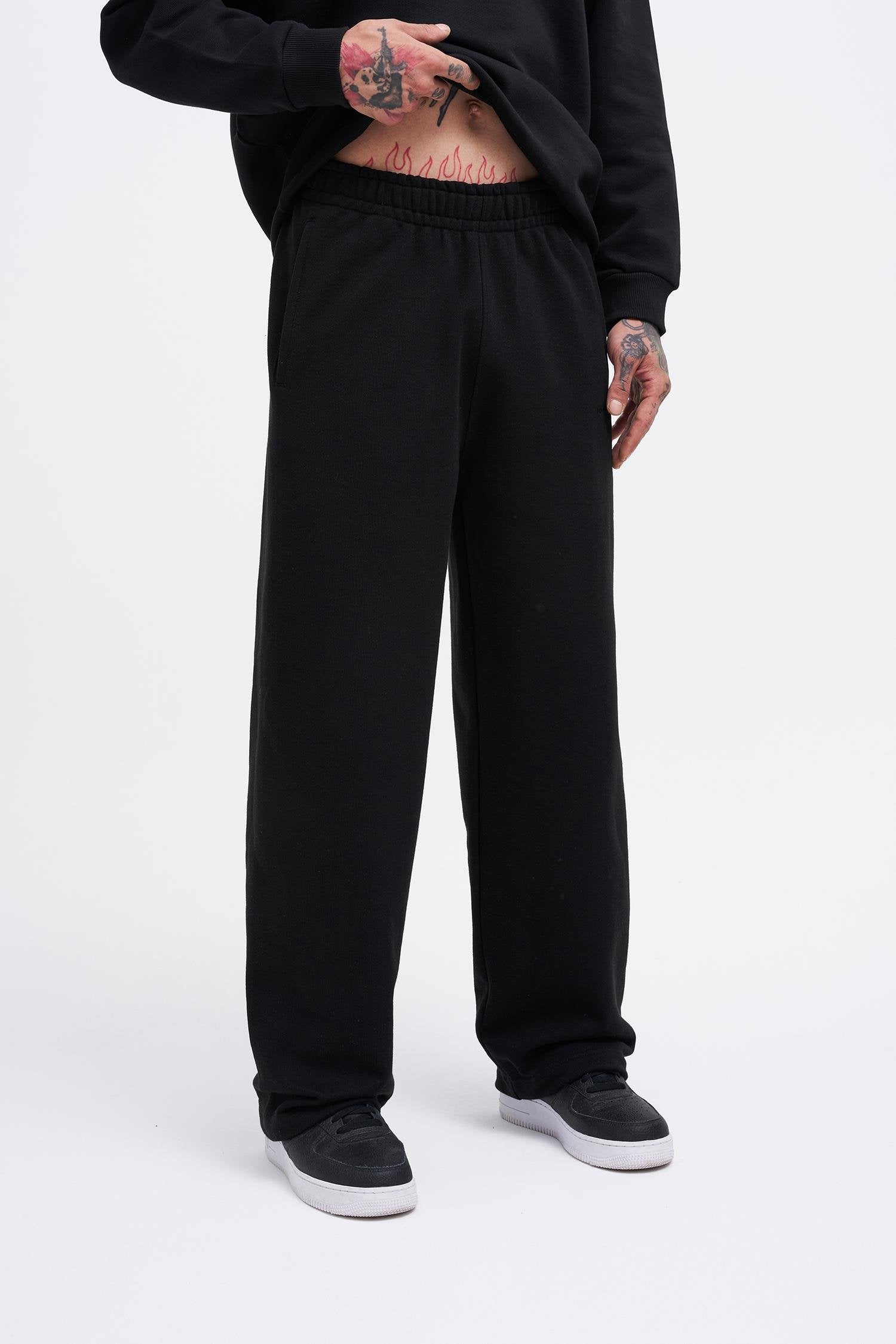 Erkek Basic Diagonal Baggy Eşofman Altı Siyah