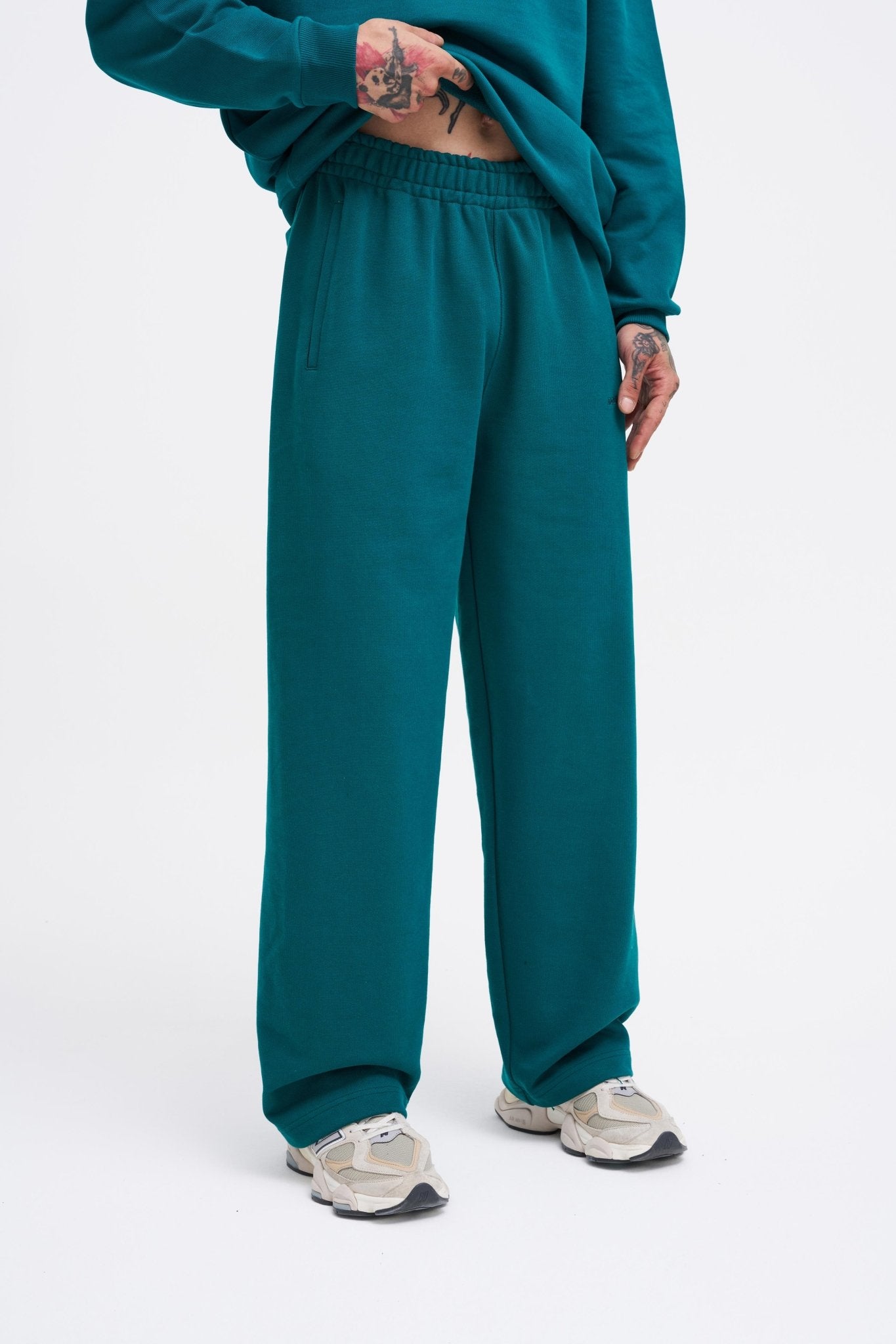 Erkek Basic Diagonal Baggy Eşofman Altı Yağ Yeşili