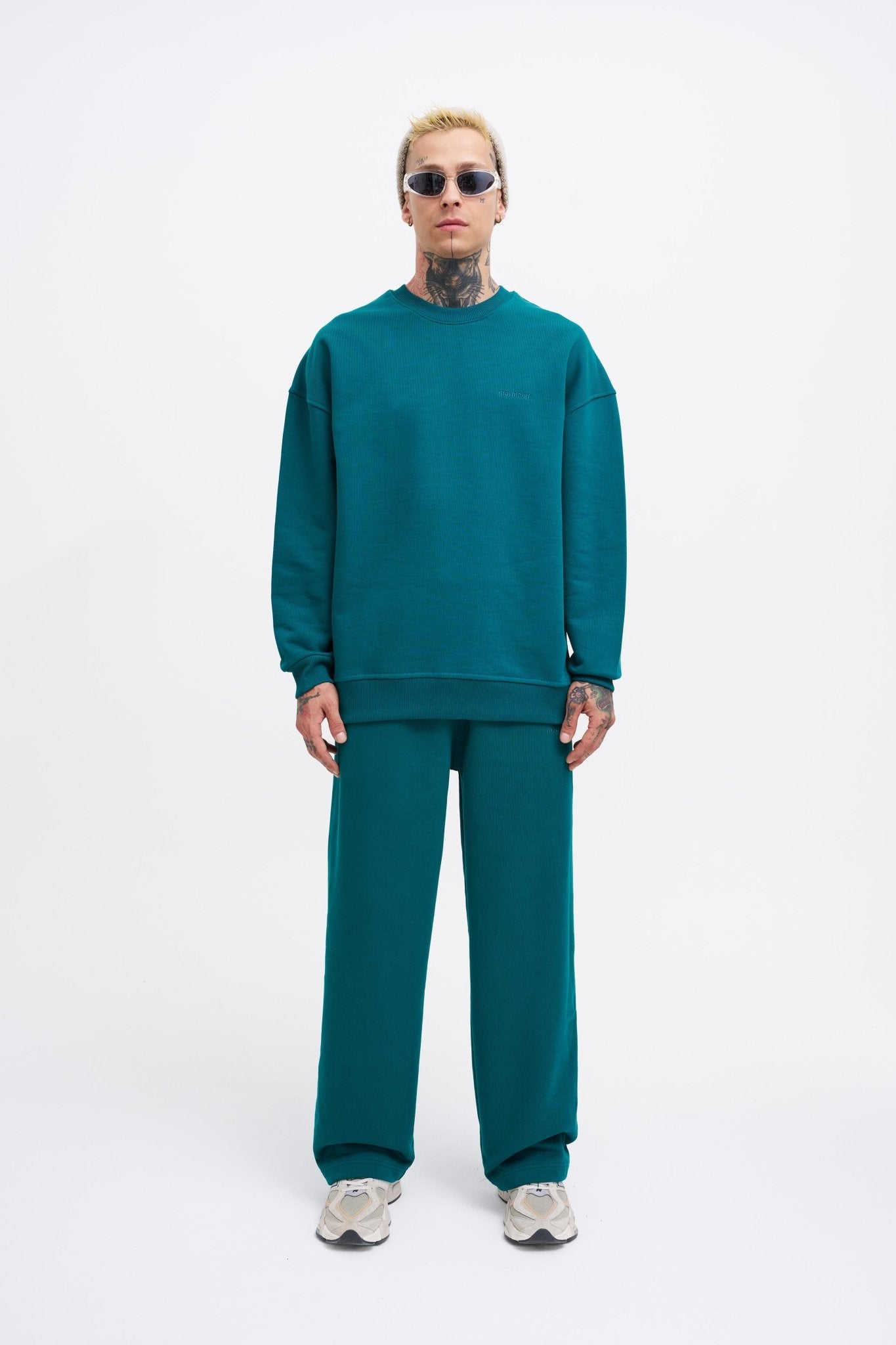 Erkek Basic Diagonal Baggy Eşofman Altı Yağ Yeşili