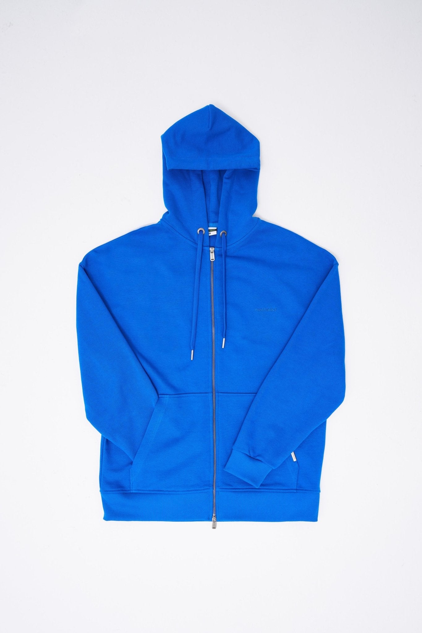 Erkek Basic Diagonal Fermuarlı Kapüşonlu Sweatshirt Açık Mavi