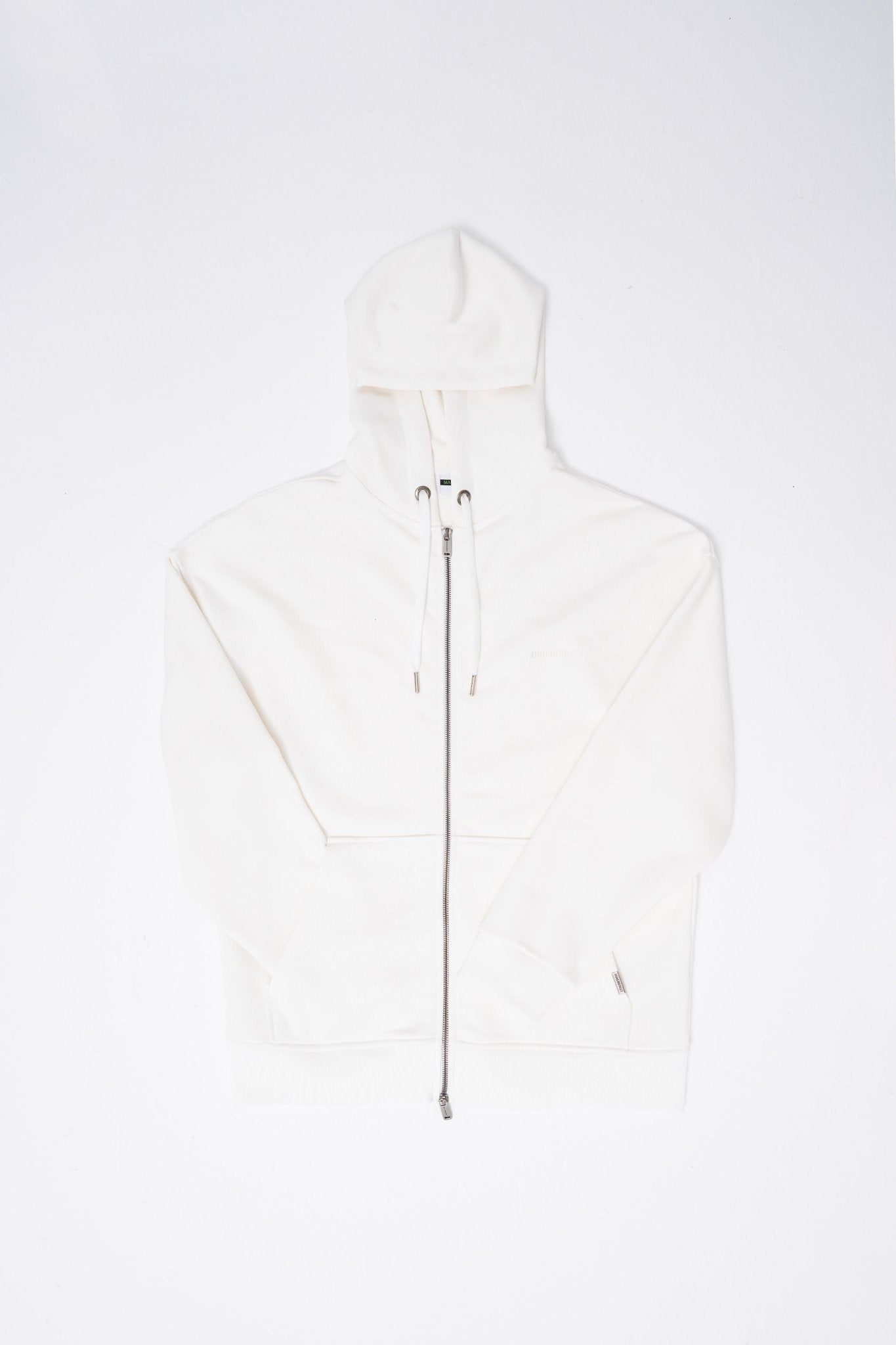 Erkek Basic Diagonal Fermuarlı Kapüşonlu Sweatshirt Ekru