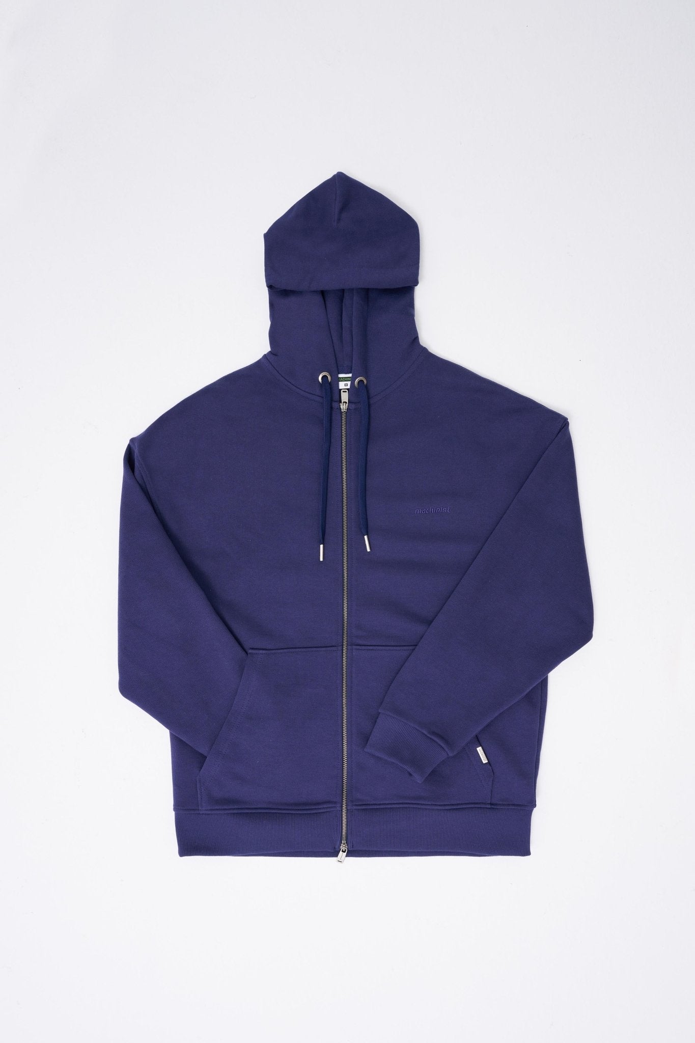 Erkek Basic Diagonal Fermuarlı Kapüşonlu Sweatshirt Gece Mavisi
