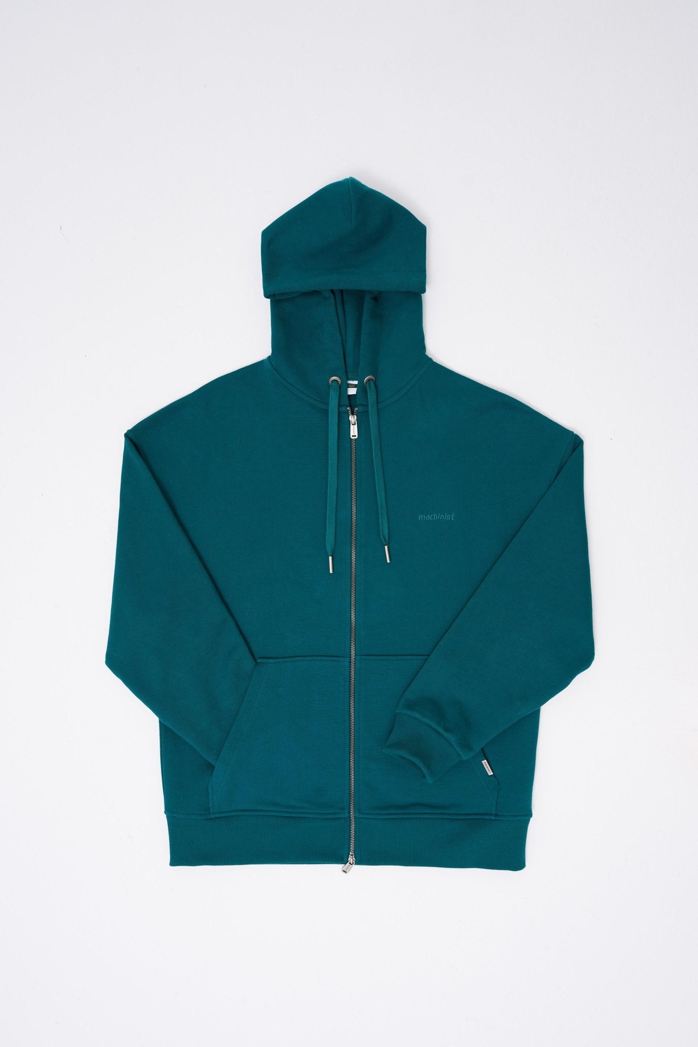 Erkek Basic Diagonal Fermuarlı Kapüşonlu Sweatshirt Yağ Yeşili