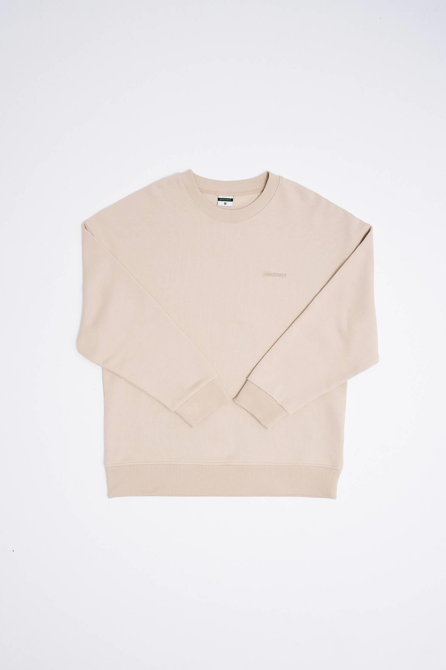Erkek Basic Diagonal Swearshirt Açık Bej