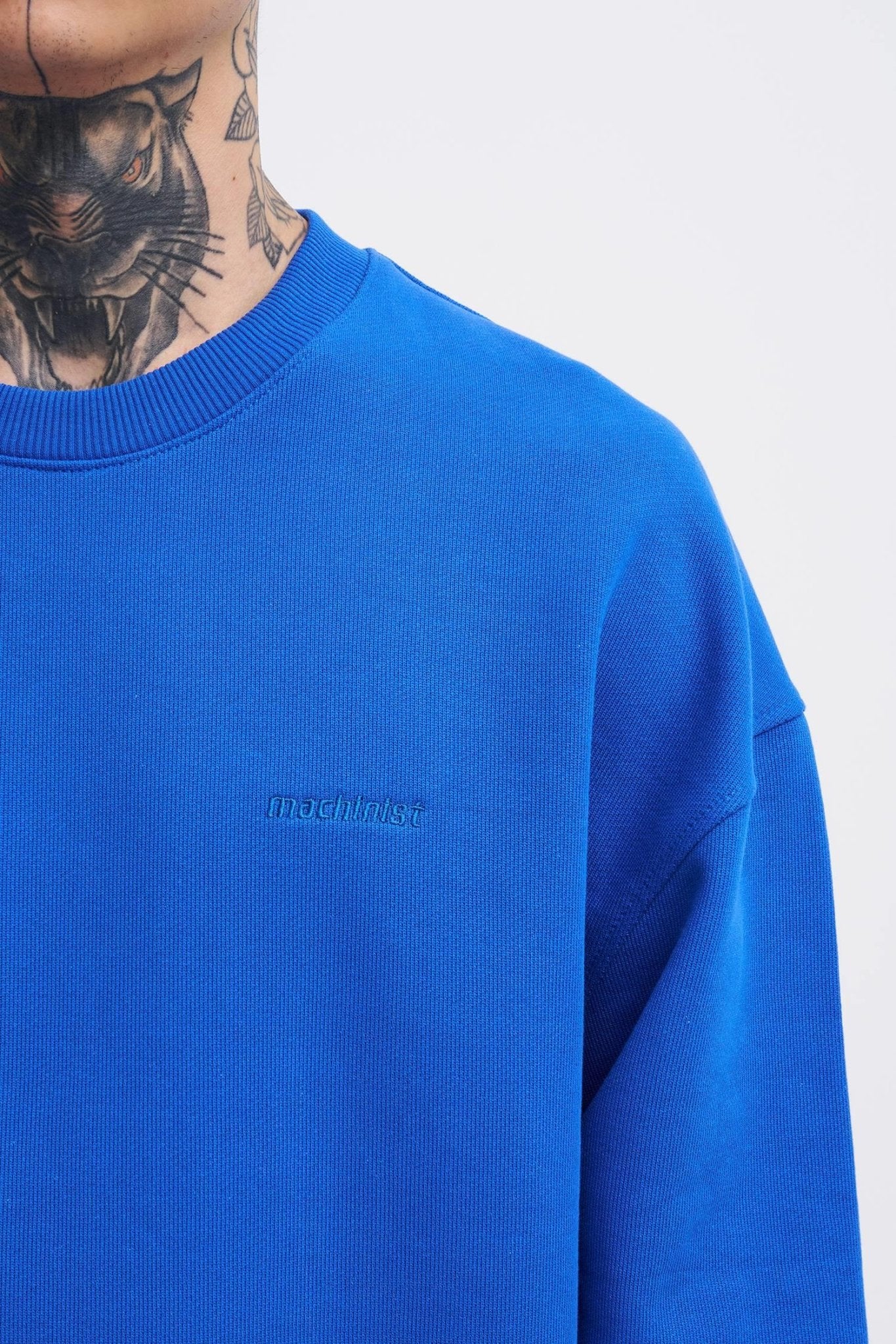 Erkek Basic Diagonal Swearshirt Açık Mavi