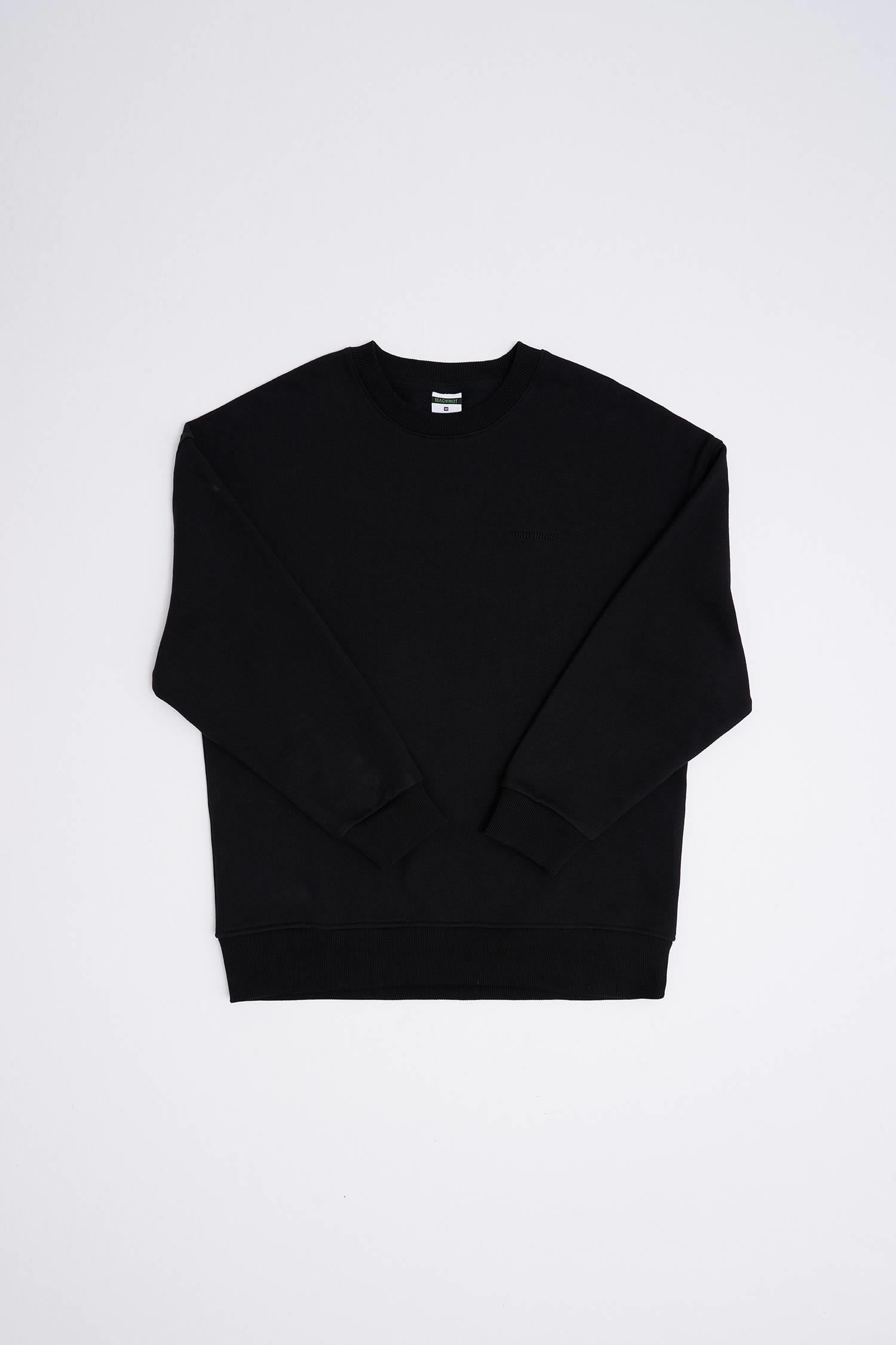 Erkek Basic Diagonal Swearshirt Siyah