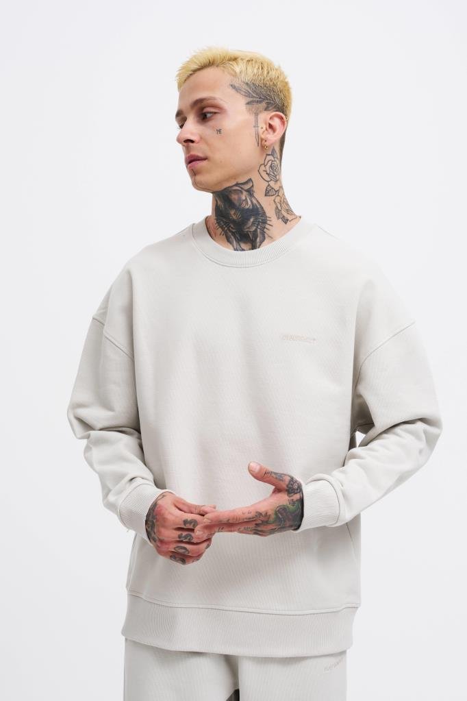 Erkek Basic Diagonal Swearshirt Uzay Grisi