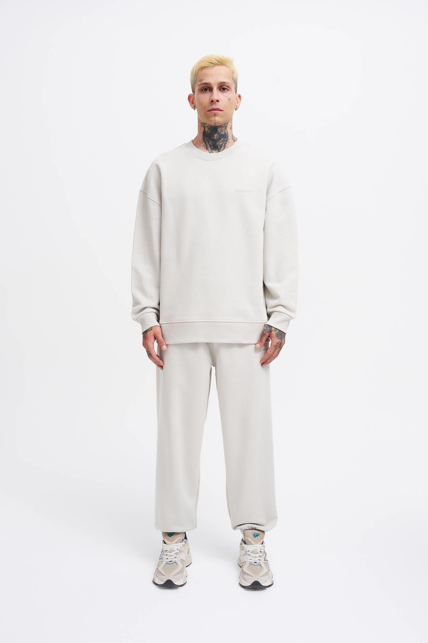Erkek Basic Diagonal Swearshirt Uzay Grisi
