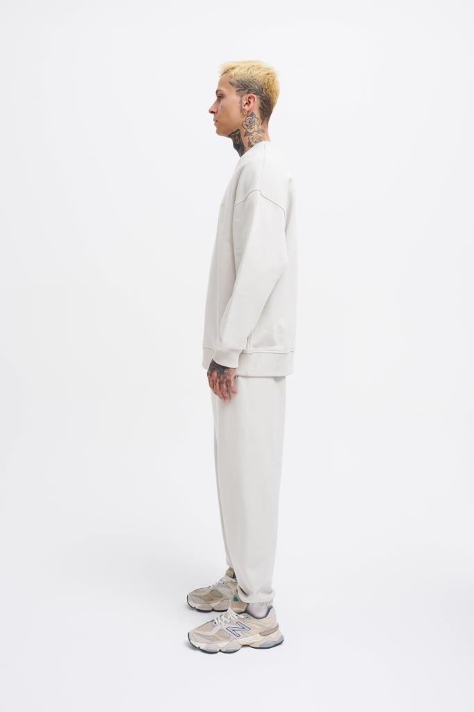 Erkek Basic Diagonal Swearshirt Uzay Grisi