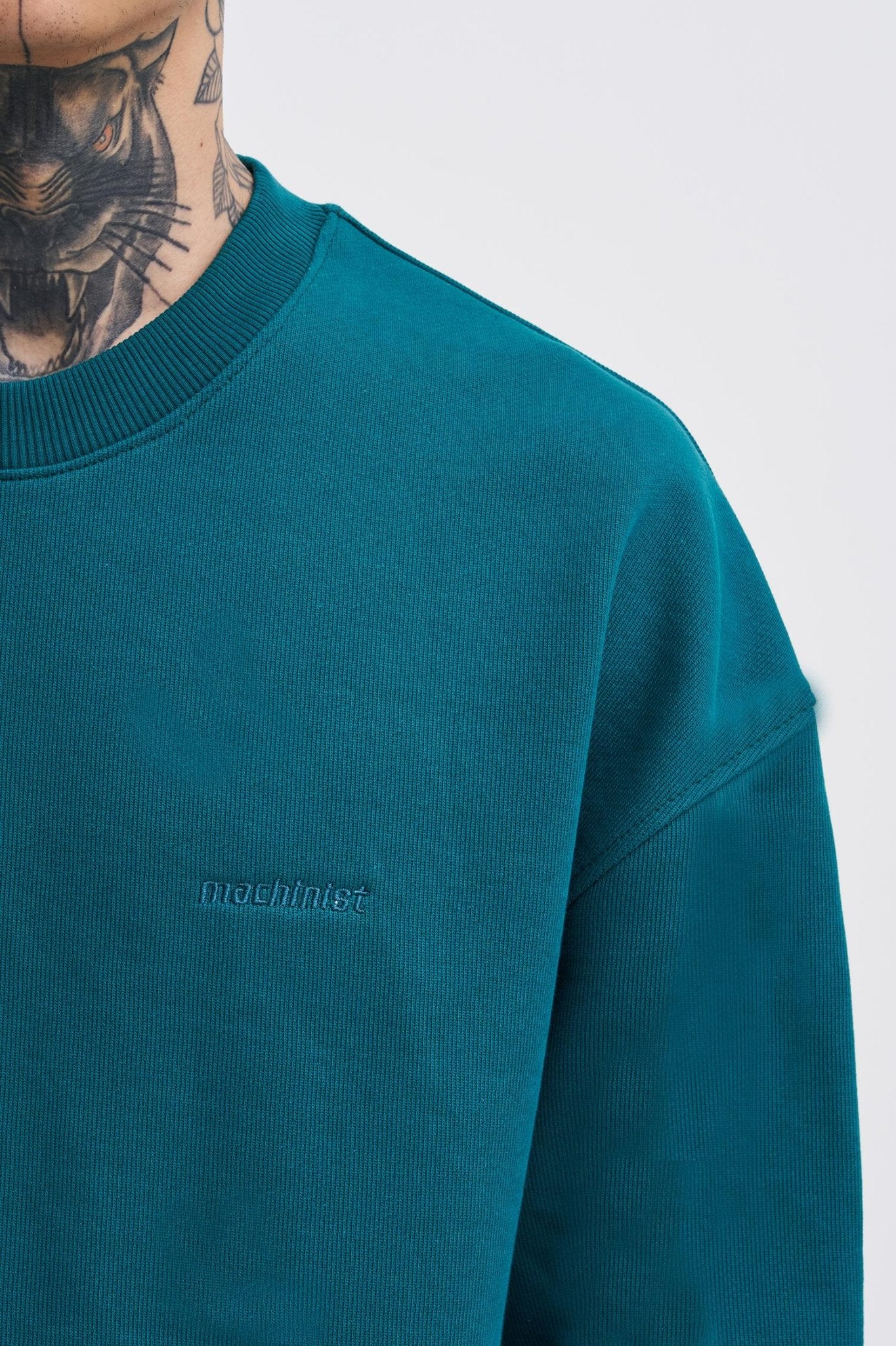 Erkek Basic Diagonal Swearshirt Yağ Yeşili