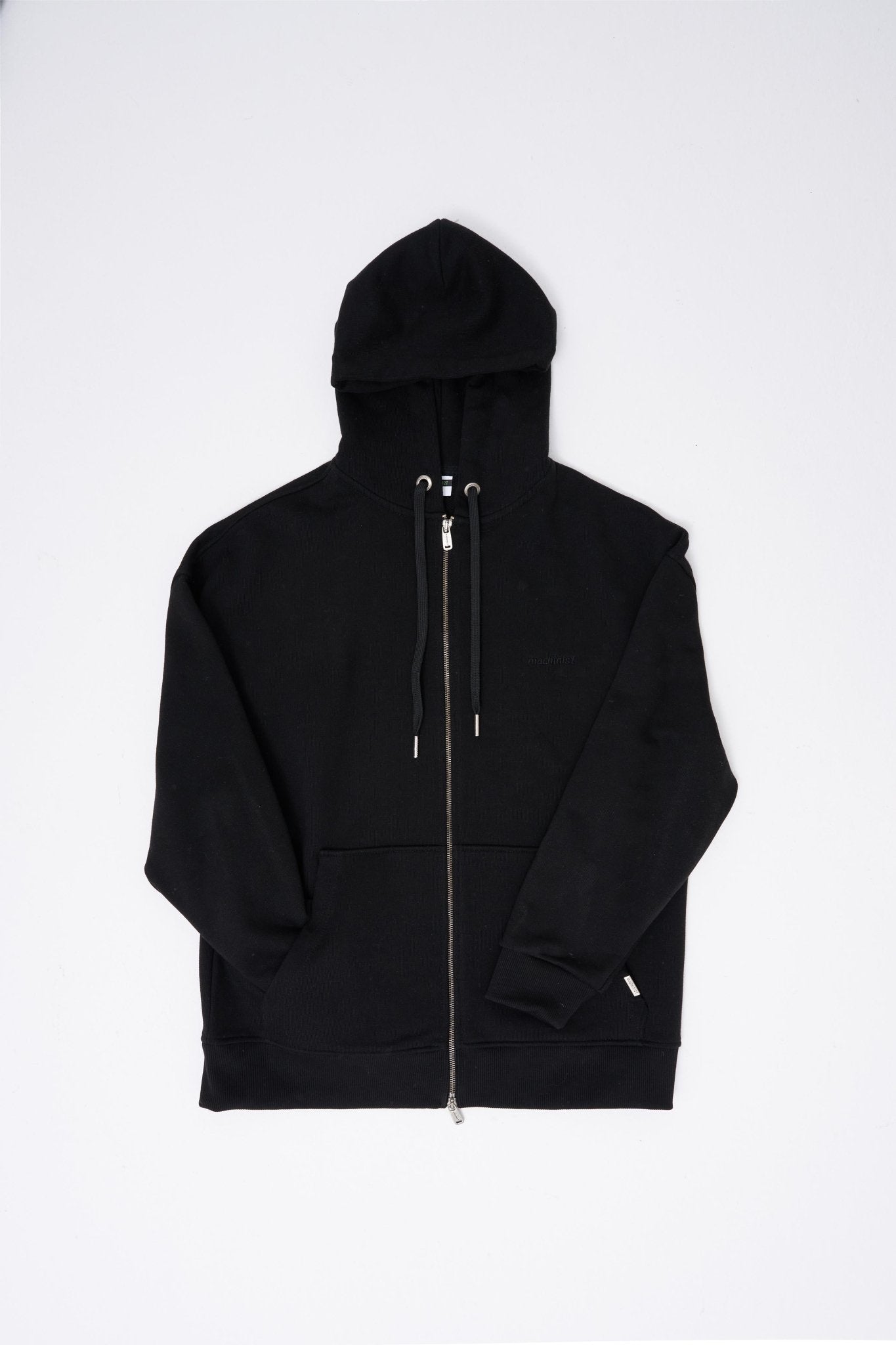 Erkek Basic Diagonal Fermuarlı Kapüşonlu Sweatshirt Siyah