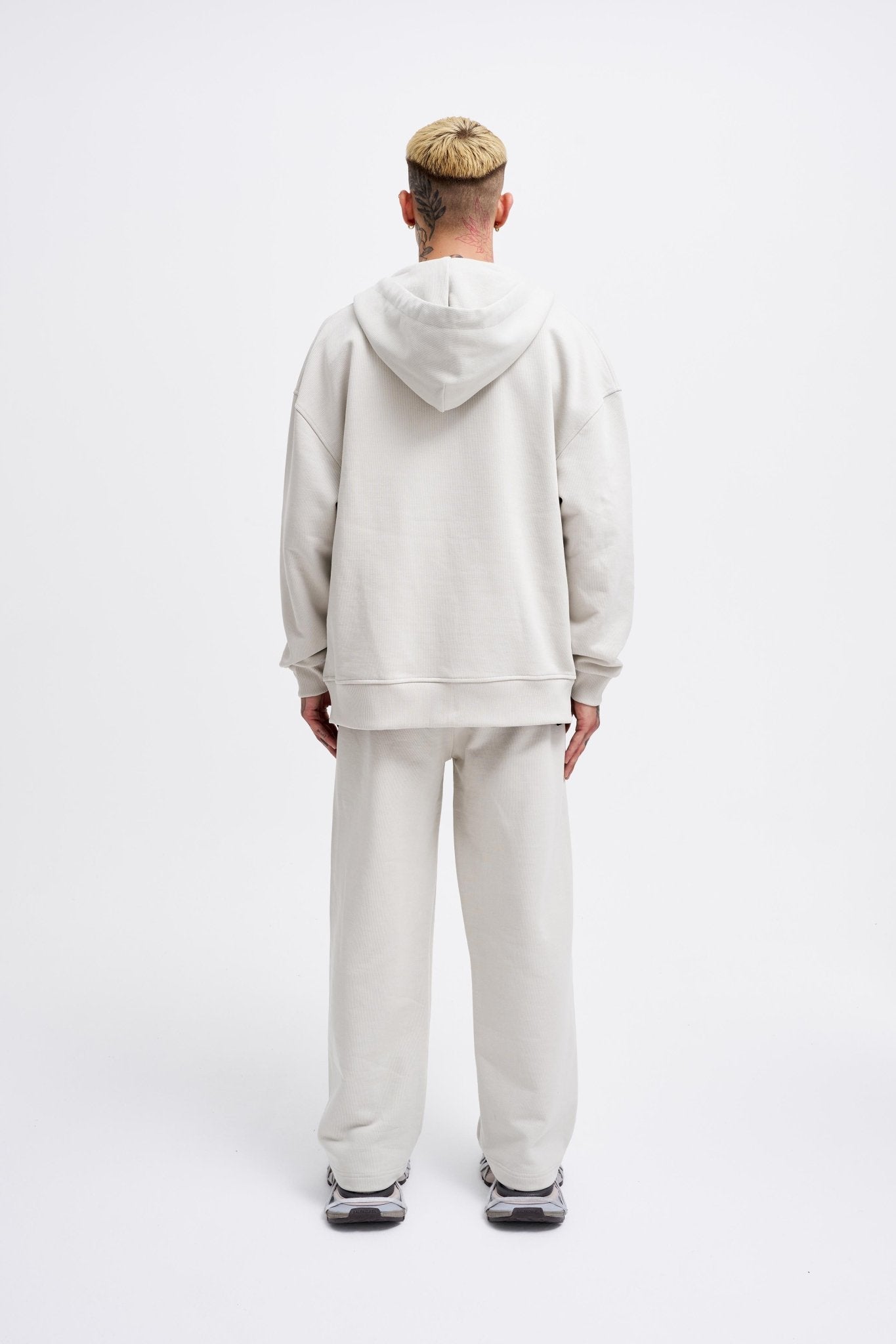 Erkek Basic Diagonal Fermuarlı Kapüşonlu Sweatshirt Uzay Grisi