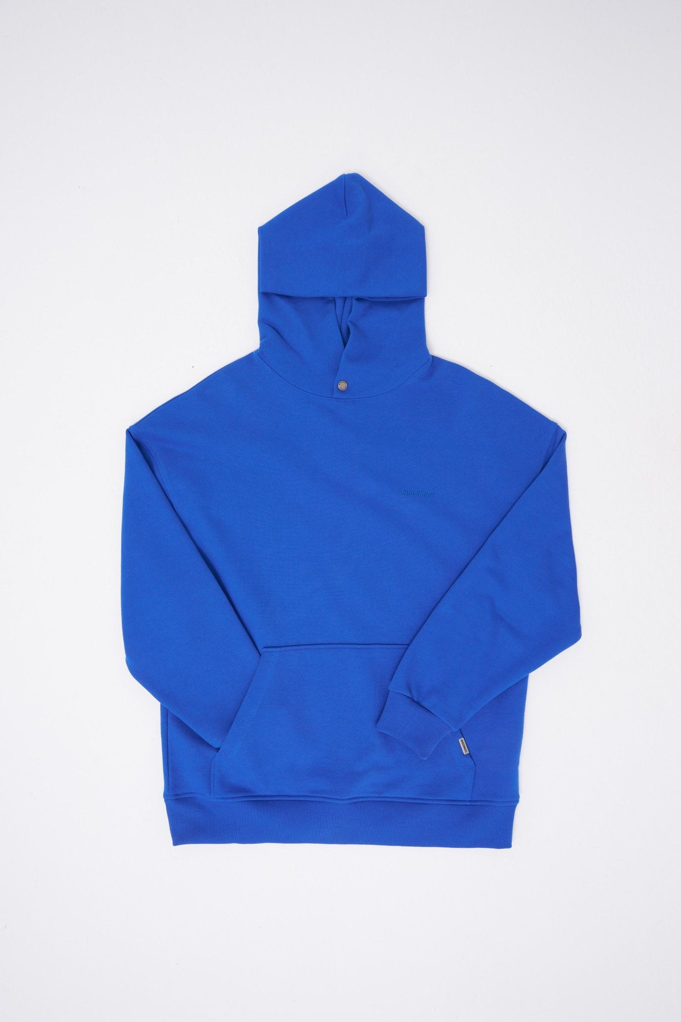 Erkek Basic Diagonel Kapüşonlu Sweatshirt Açık Mavi