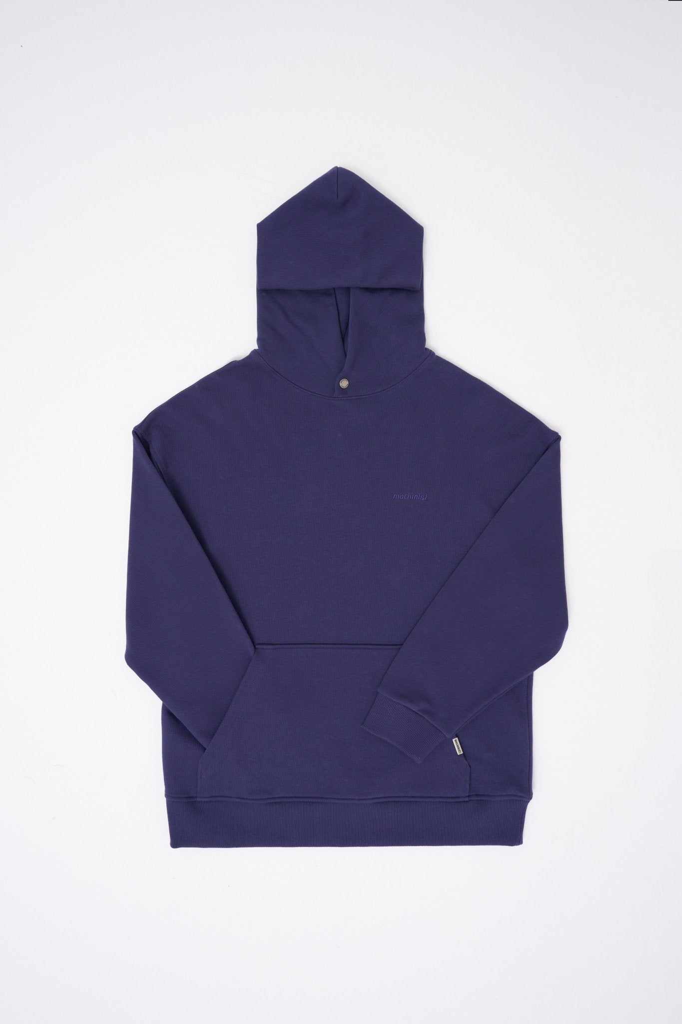 Erkek Basic Diagonel Kapüşonlu Sweatshirt Gece Mavisi