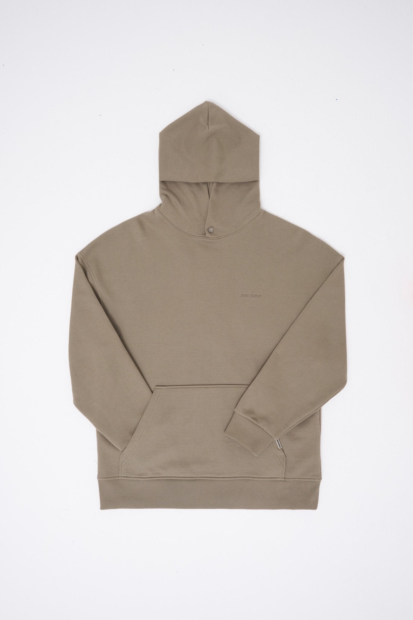 Erkek Basic Diagonel Kapüşonlu Sweatshirt Haki