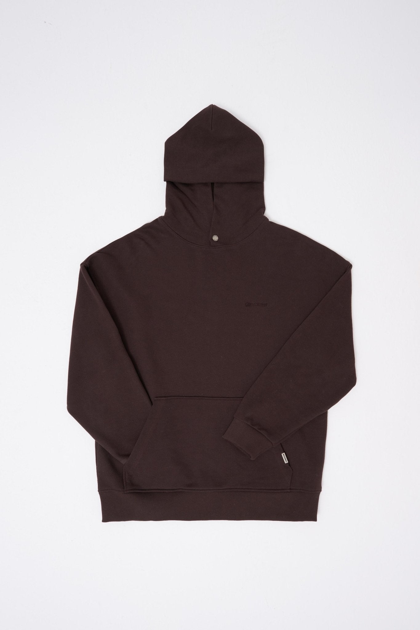 Erkek Basic Diagonel Kapüşonlu Sweatshirt Koyu Kahverengi