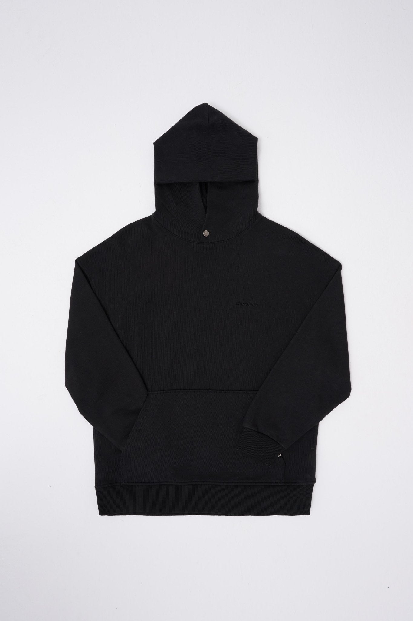 Erkek Basic Diagonel Kapüşonlu Sweatshirt Siyah