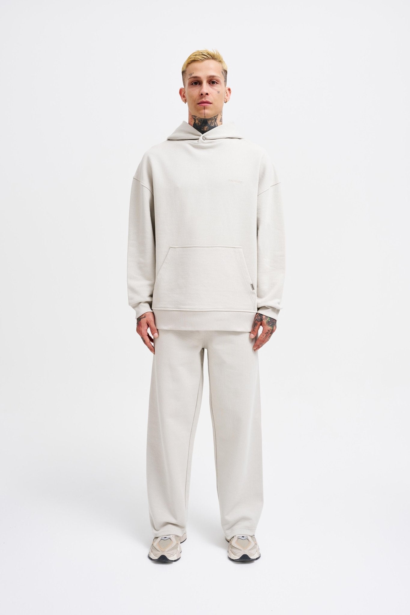 Erkek Basic Diagonel Kapüşonlu Sweatshirt Uzay Grisi