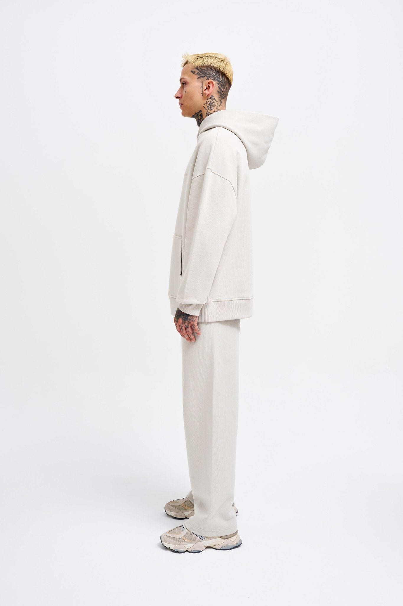 Erkek Basic Diagonel Kapüşonlu Sweatshirt Uzay Grisi
