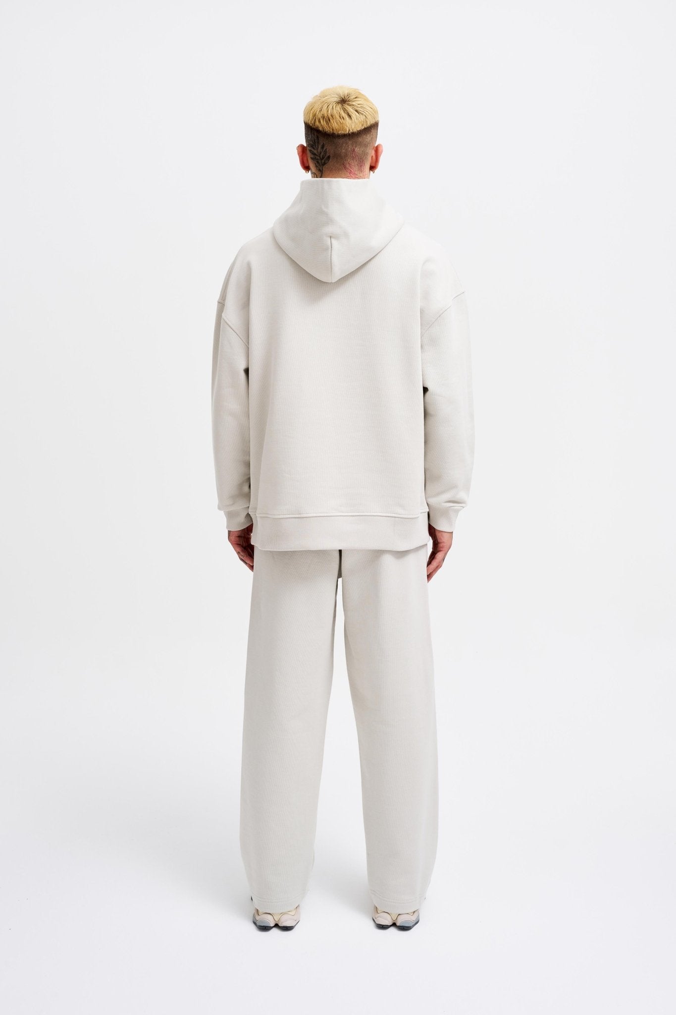 Erkek Basic Diagonel Kapüşonlu Sweatshirt Uzay Grisi