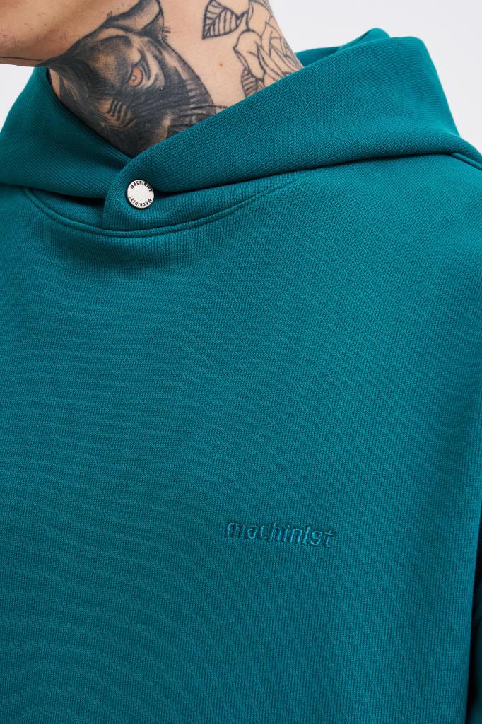 Erkek Basic Diagonel Kapüşonlu Sweatshirt Yağ Yeşili