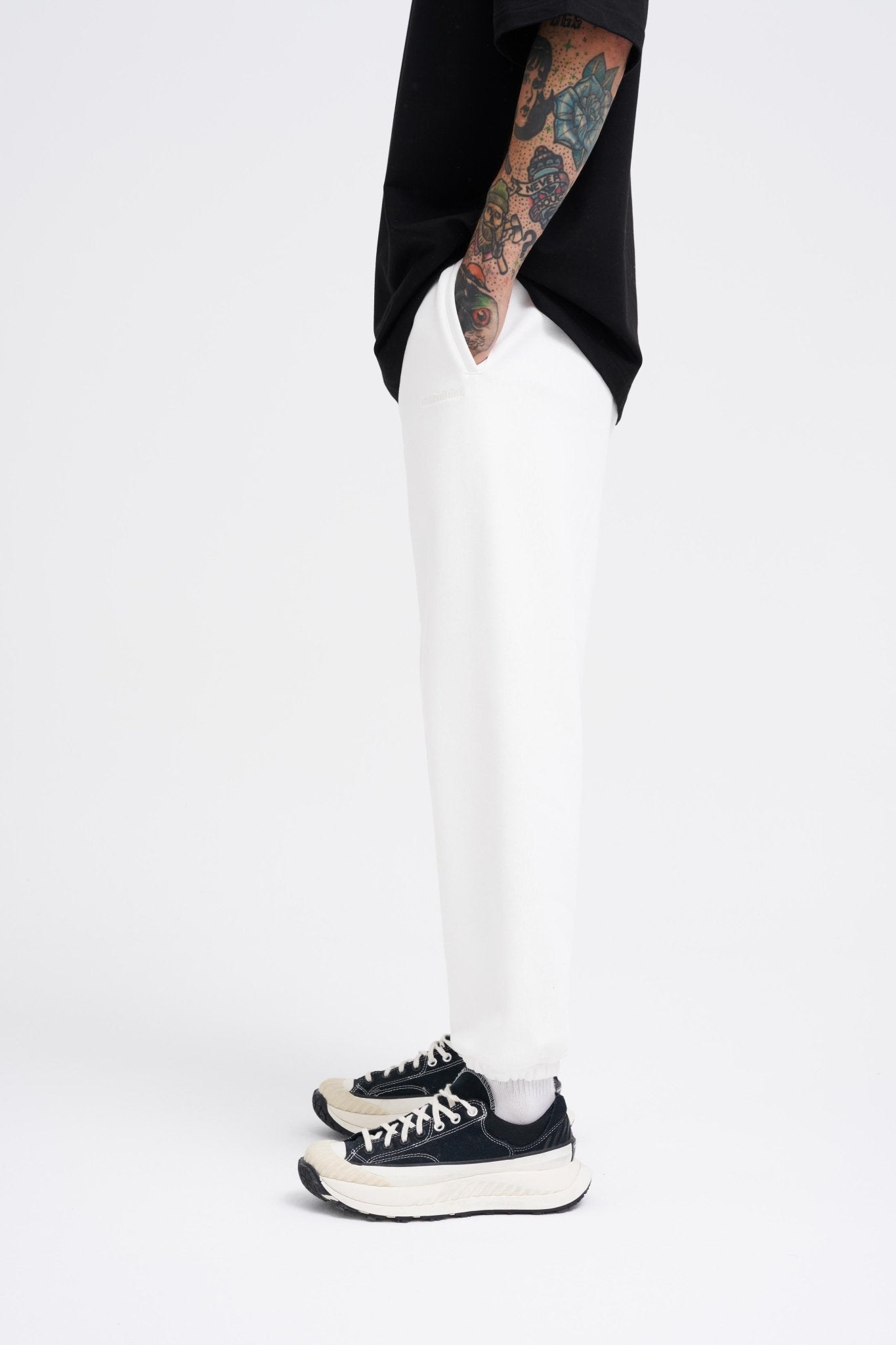 Erkek Basic Diagonel Jogger Eşofman Altı Ekru