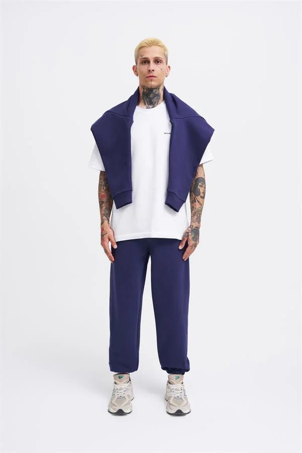 Erkek Basic Diagonel Jogger Eşofman Altı Gece Mavisi