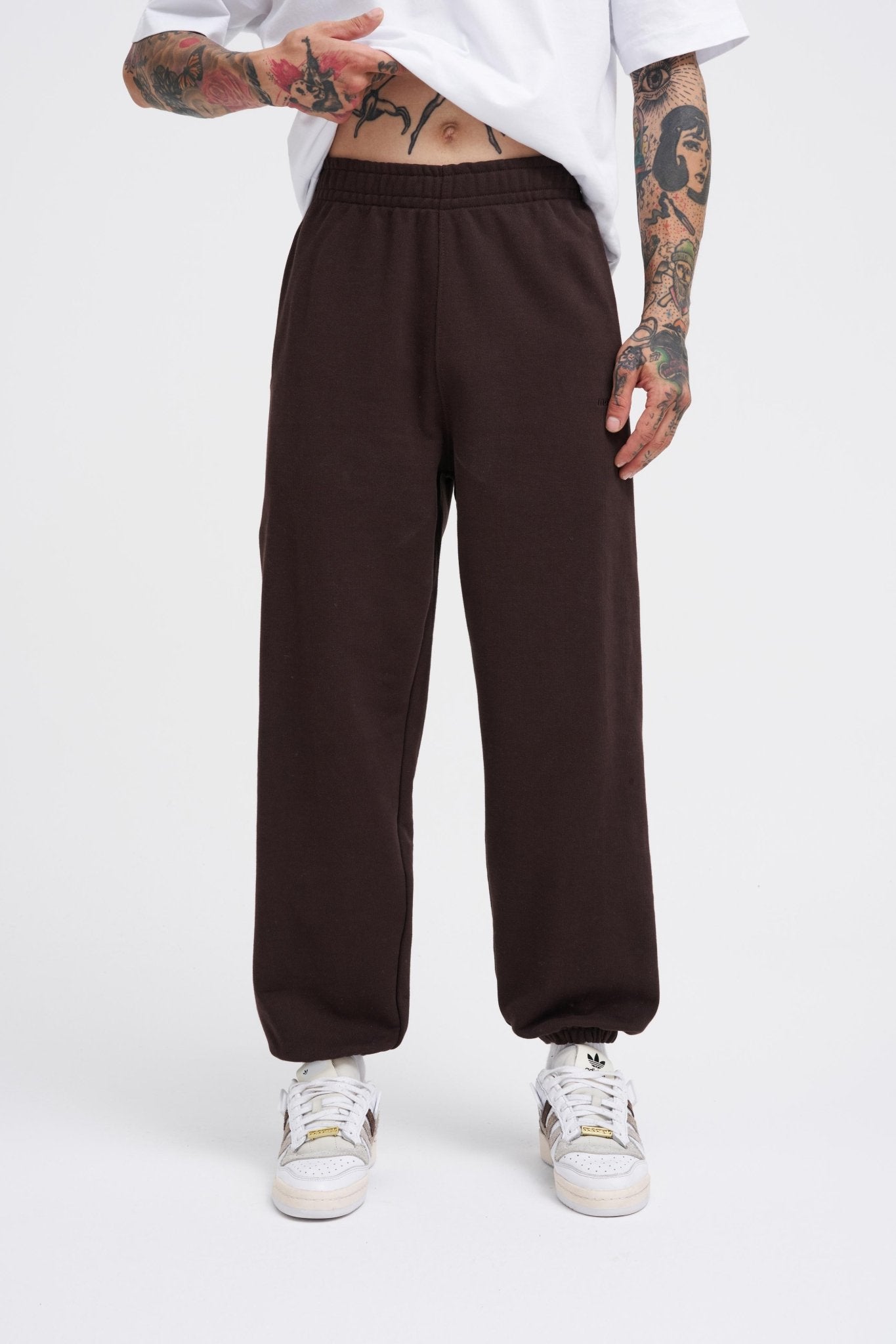 Erkek Basic Diagonel Jogger Eşofman Altı Koyu Kahverengi
