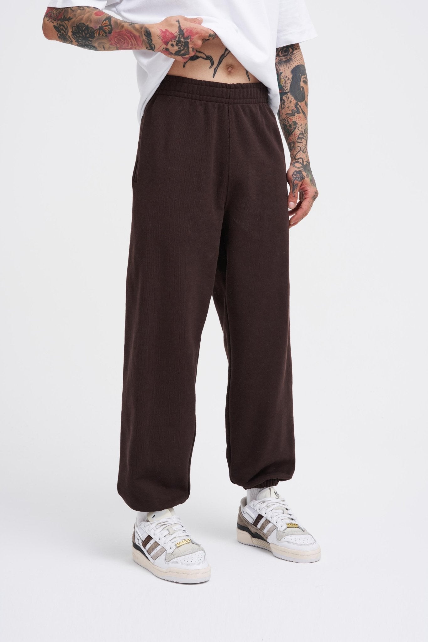 Erkek Basic Diagonel Jogger Eşofman Altı Koyu Kahverengi