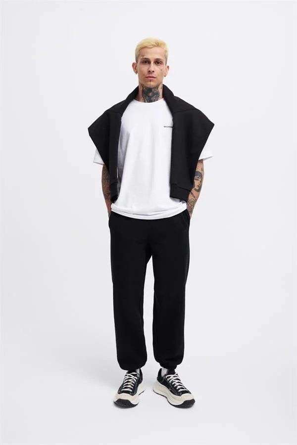 Erkek Basic Diagonel Jogger Eşofman Altı Siyah
