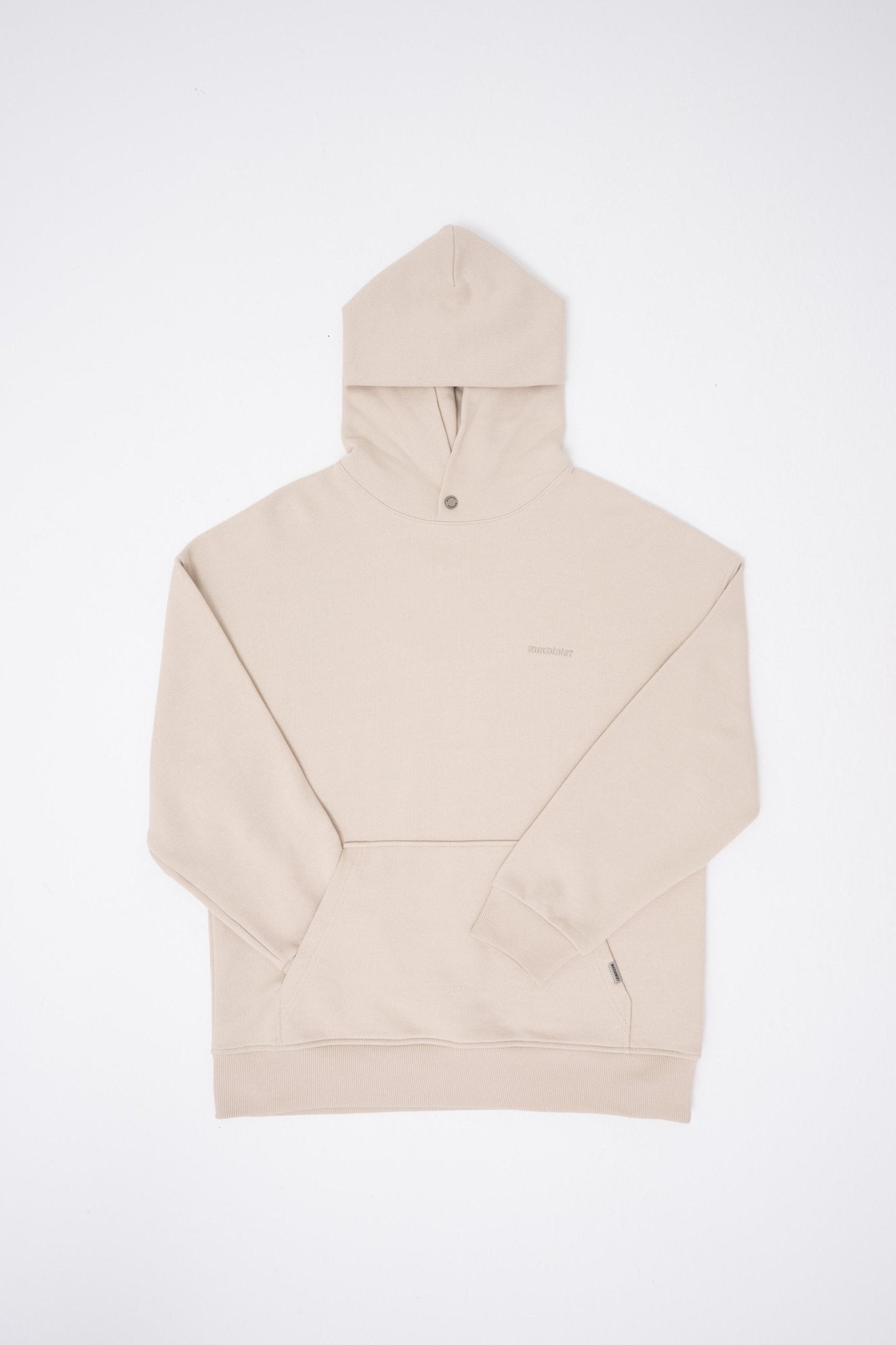 Erkek Basic Diagonel Kapüşonlu Sweatshirt Açık Bej