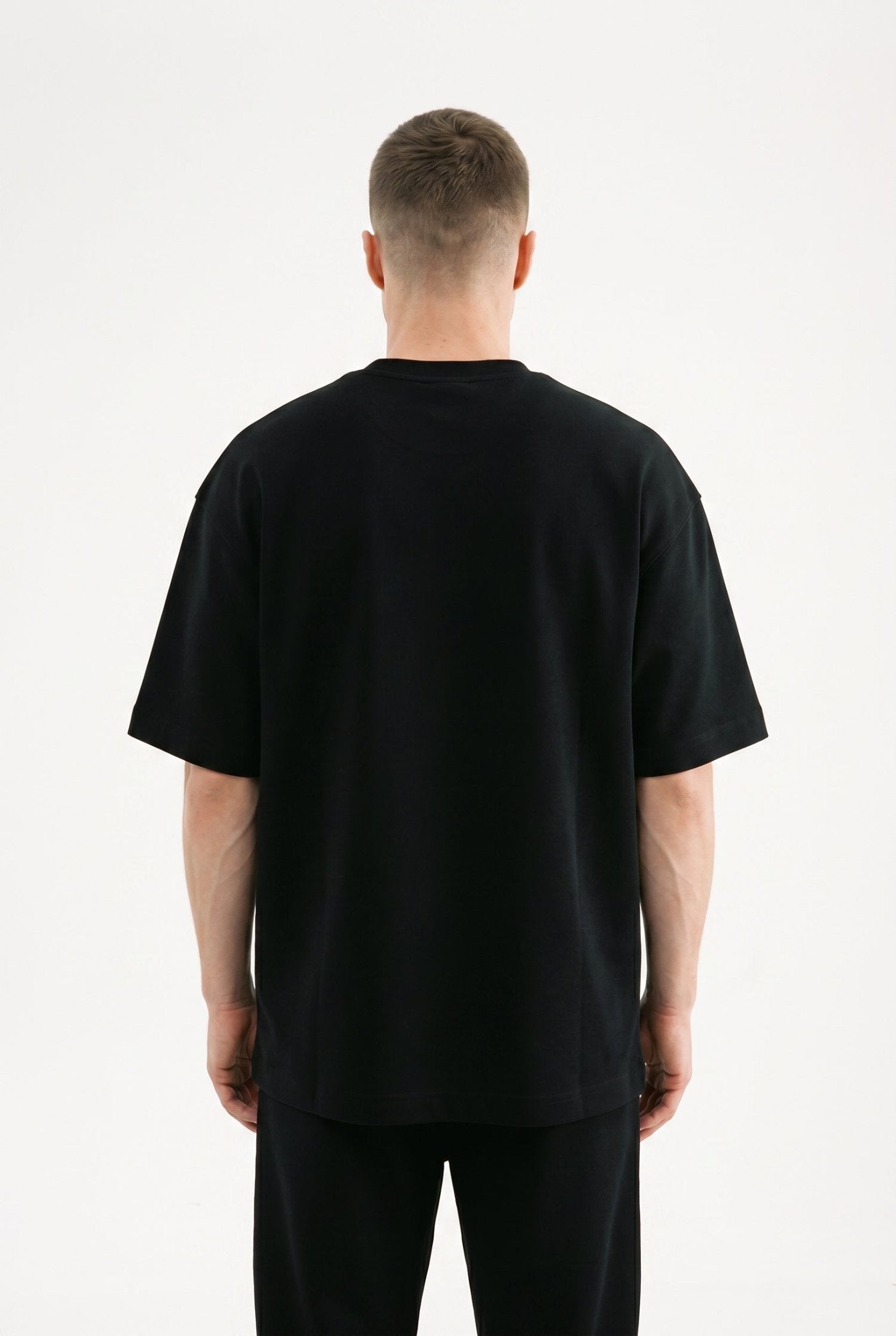 Erkek Basic Double Face Oversize Tişört Siyah