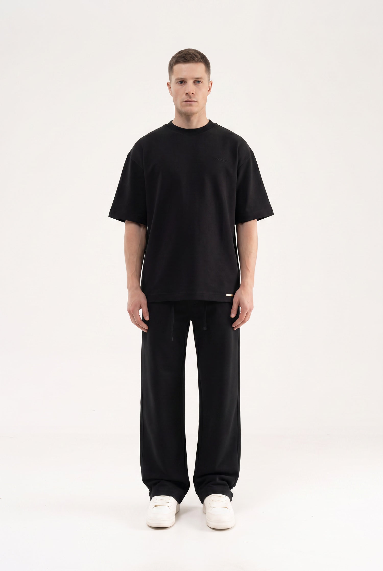 Erkek Basic Double Face Oversize Tişört Siyah