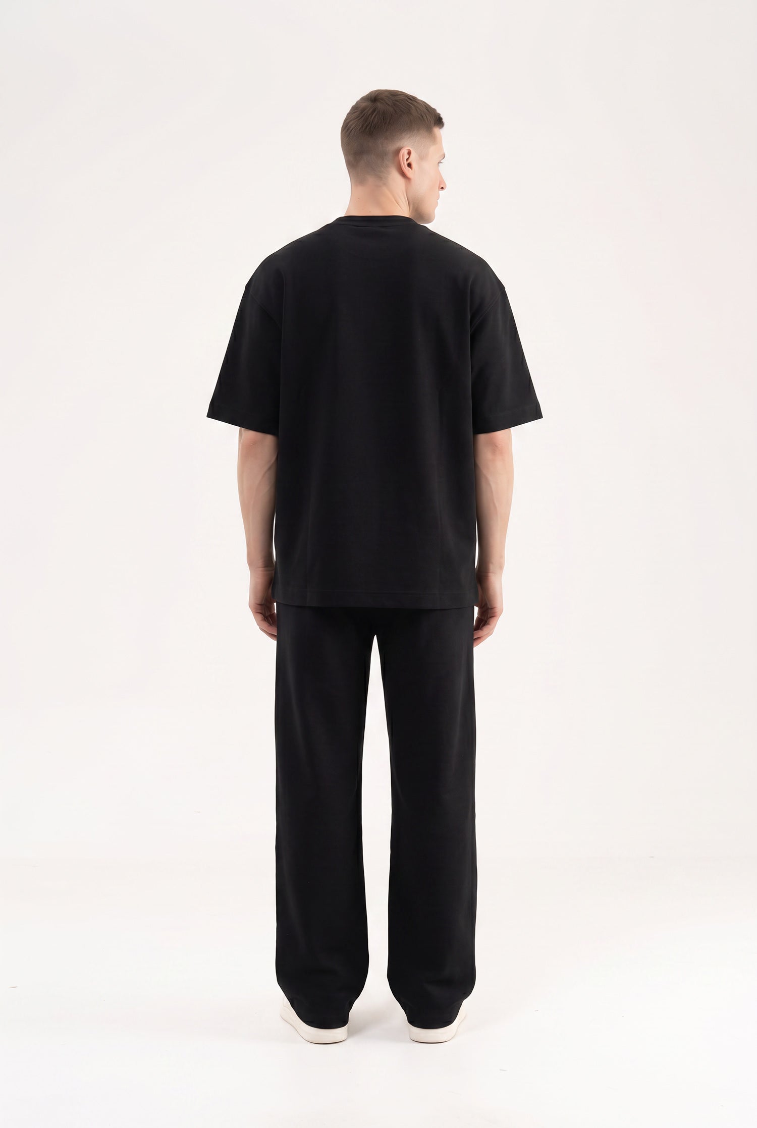 Erkek Basic Double Face Oversize Tişört Siyah