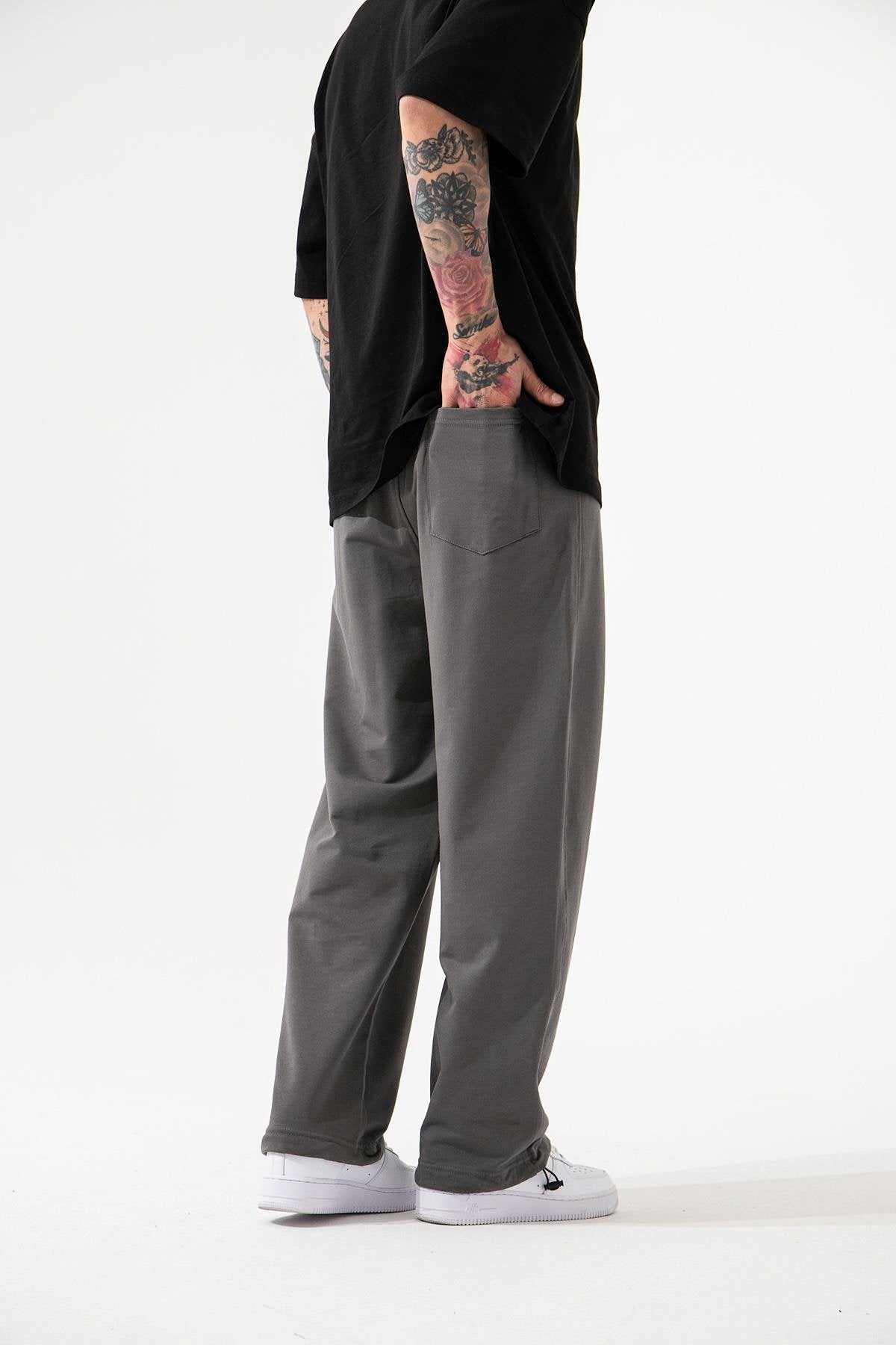 Erkek Basic Oversize Baggy Eşofman Altı Duman