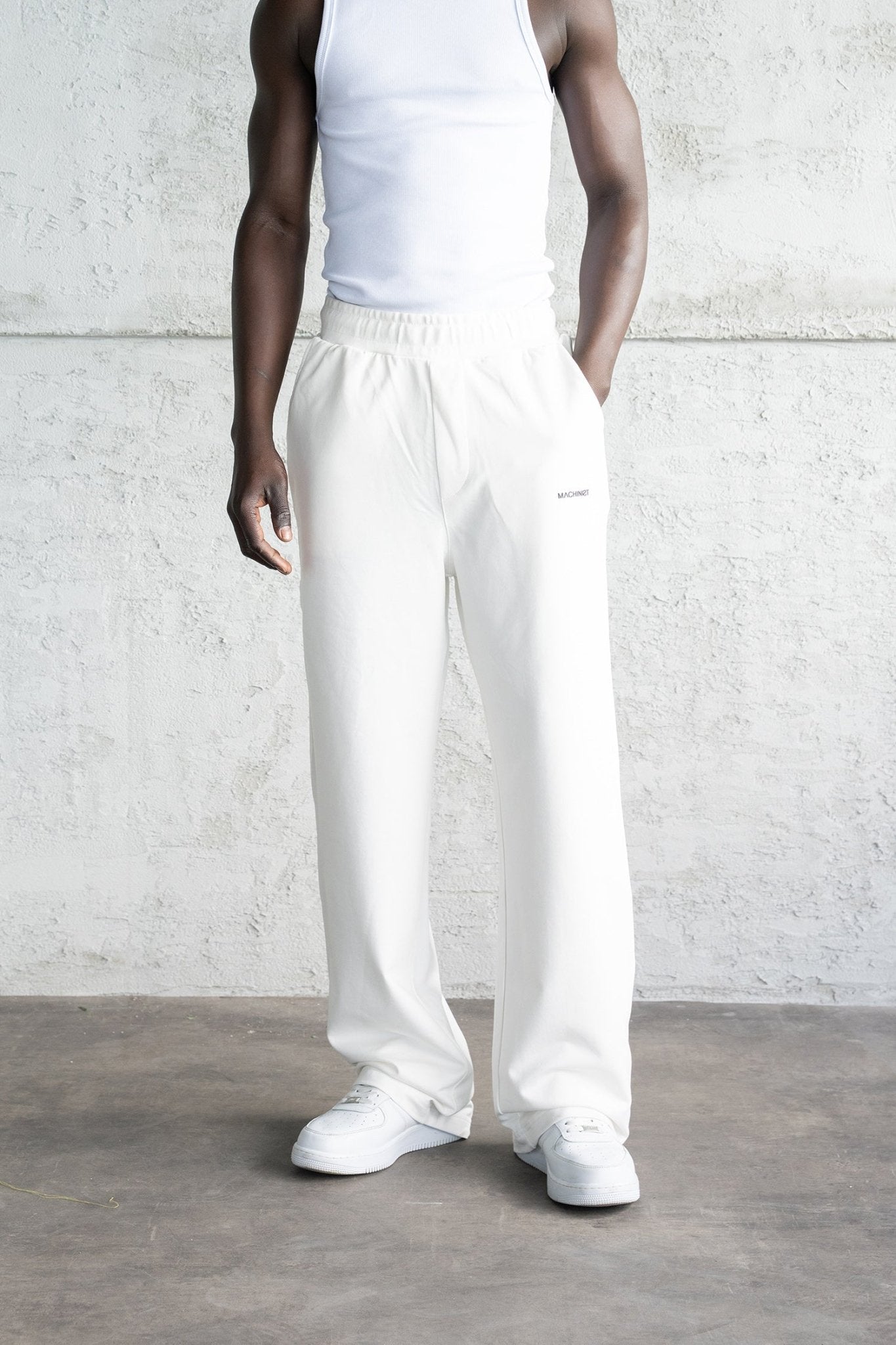 Erkek Basic Oversize Baggy Eşofman Altı Ekru