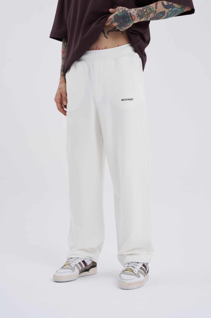 Erkek Basic Oversize Baggy Eşofman Altı Ekru