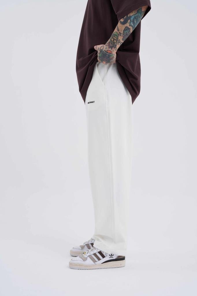 Erkek Basic Oversize Baggy Eşofman Altı Ekru