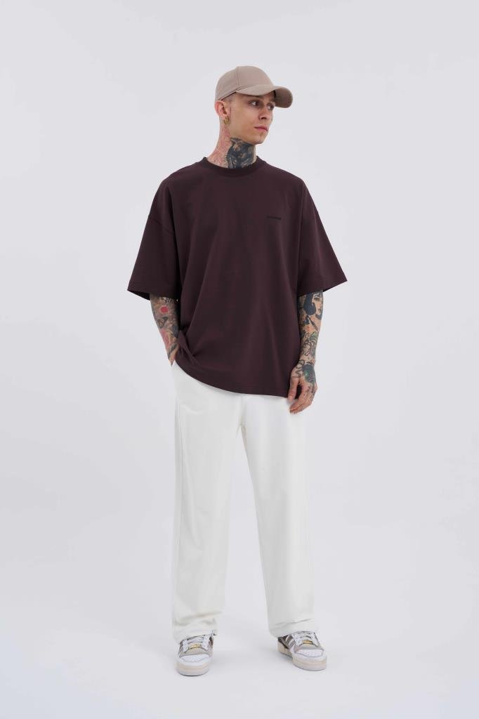 Erkek Basic Oversize Baggy Eşofman Altı Ekru