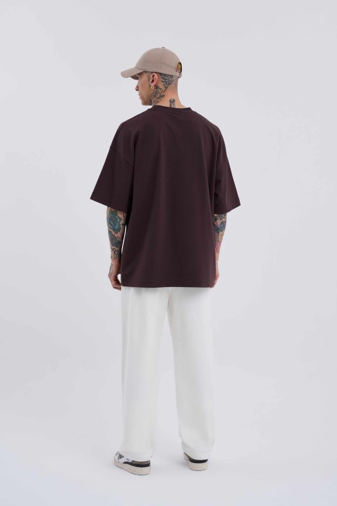 Erkek Basic Oversize Baggy Eşofman Altı Ekru