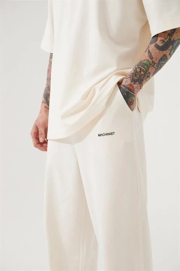 Erkek Basic Oversize Baggy Eşofman Altı Optik Beyaz