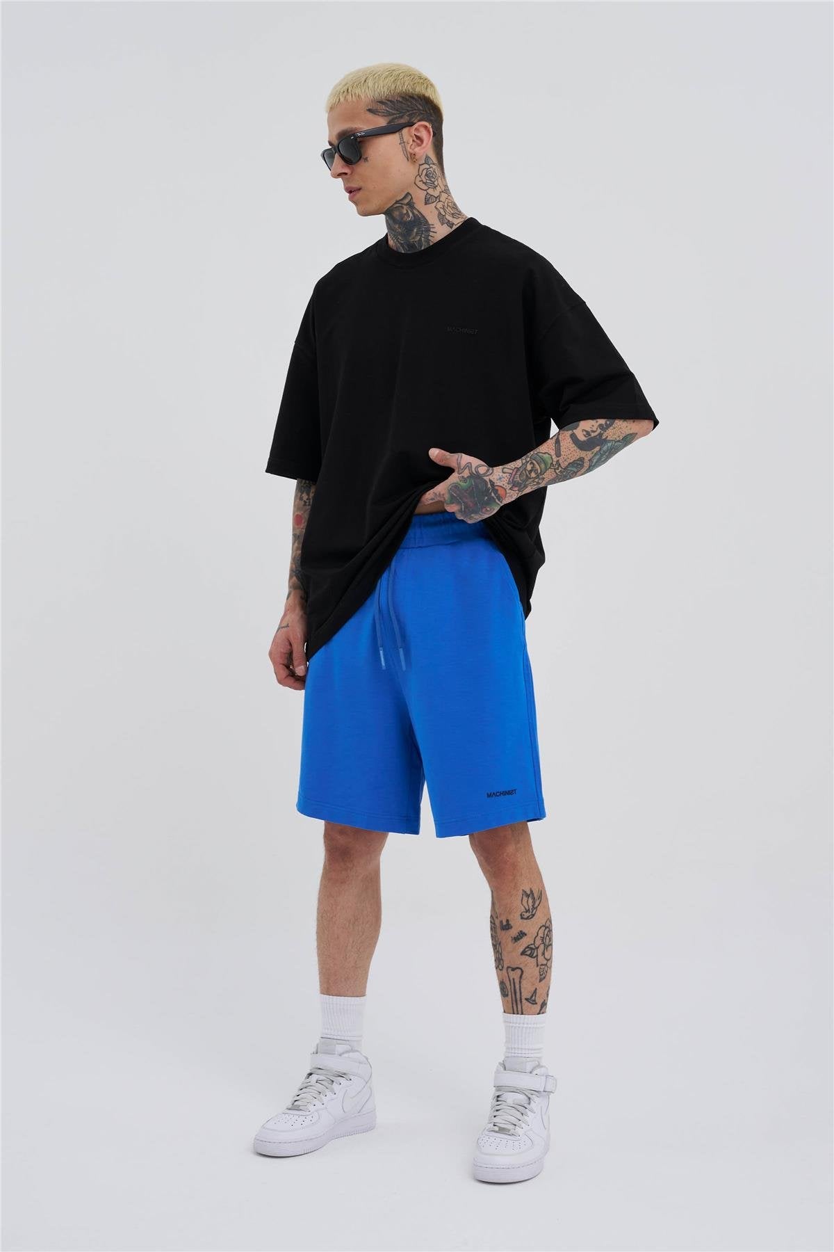 Erkek Basic Oversize Şort Açık Mavi